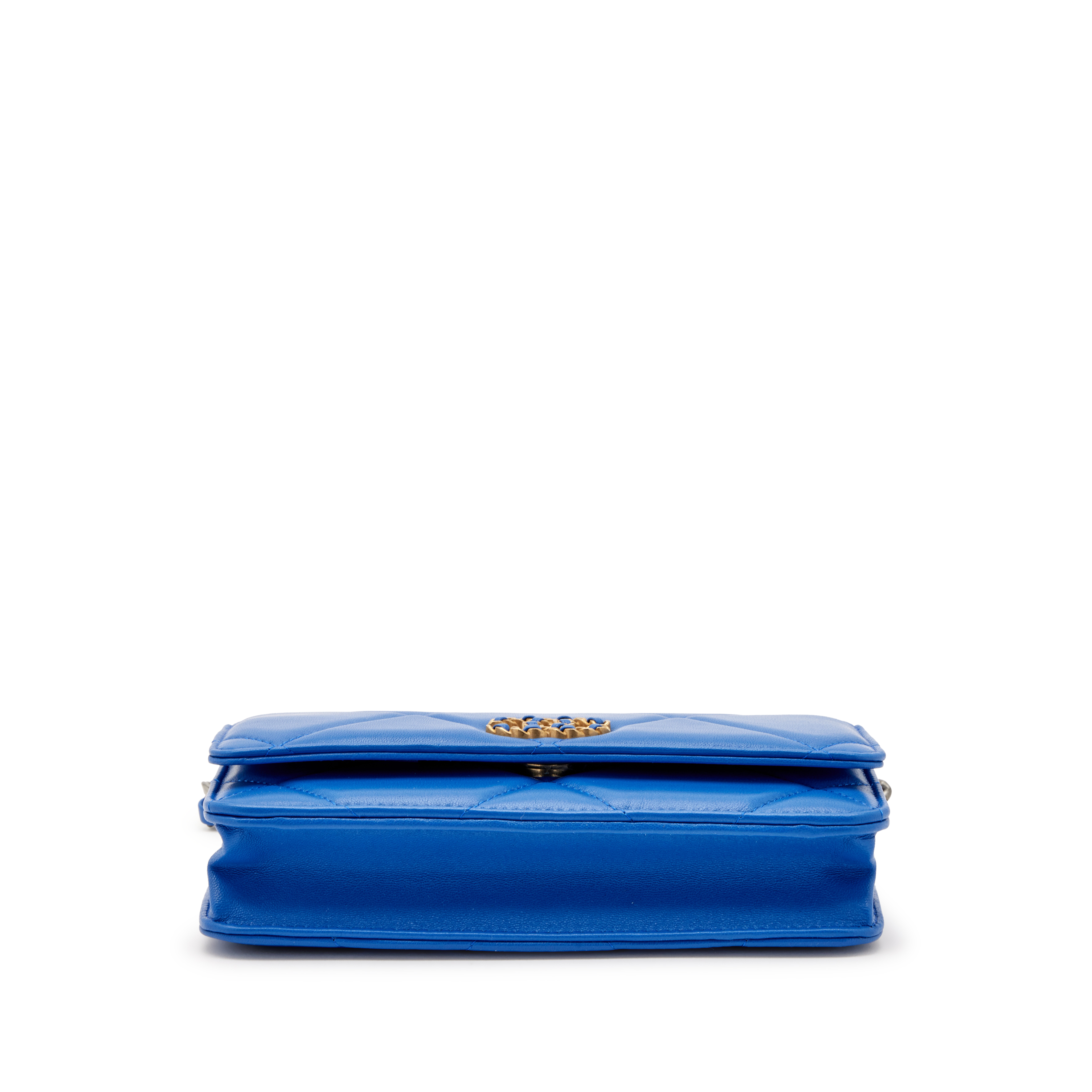 Chanel Blue Quilted Lambskin 19 Wallet on Chain Gold and Ruthenium Hardware, 2022 (Very Good), Womens Handbag