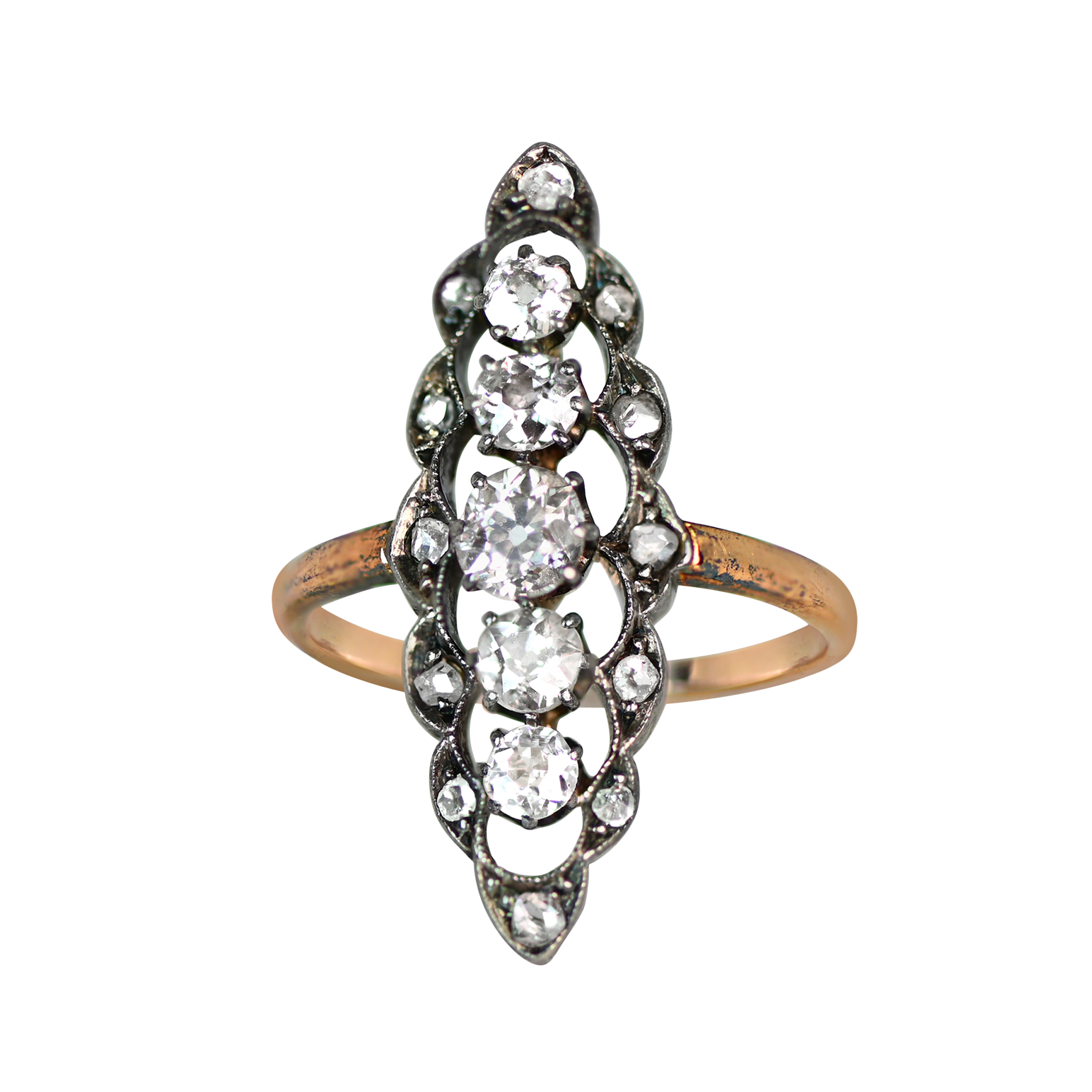 Antique Gold, Silver And Diamond Antique Ring Available For Immediate