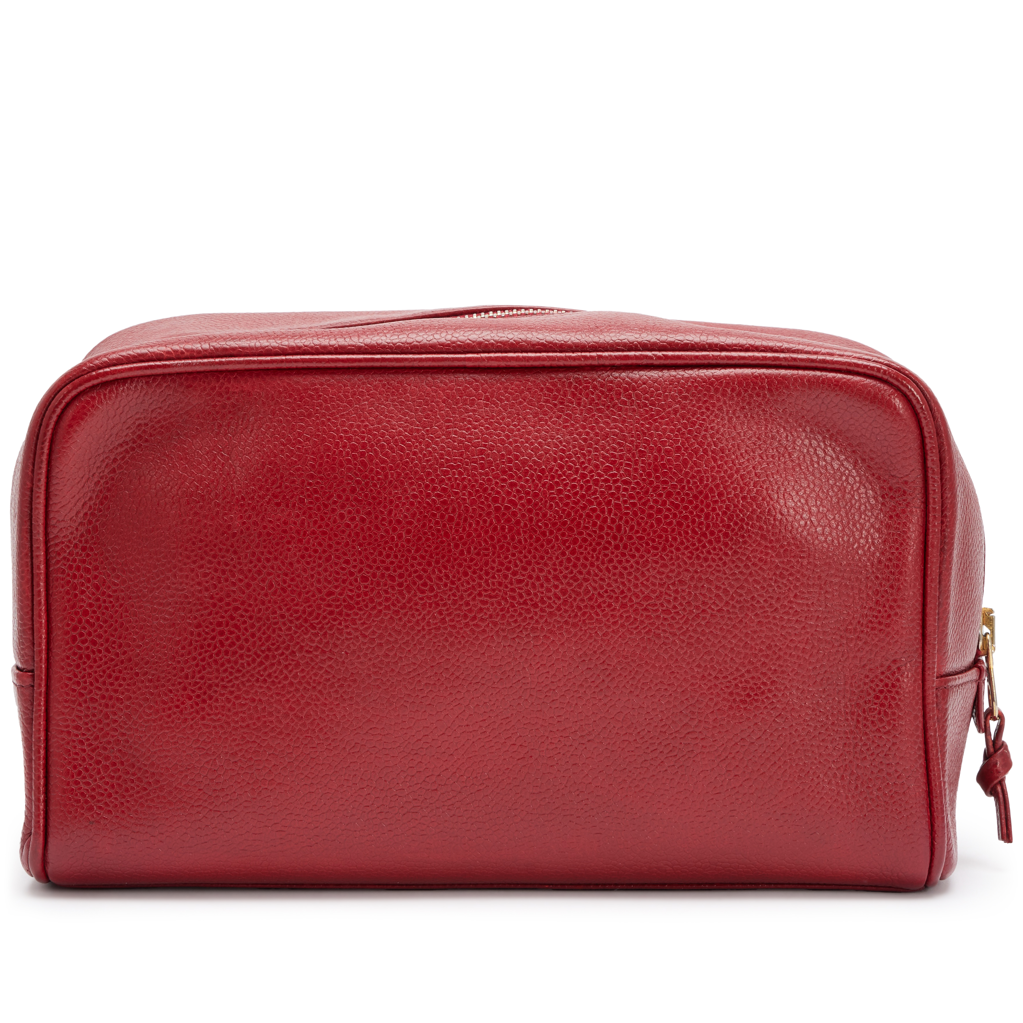 Chanel Vintage Vintage Red Caviar Toiletry Case Gold Hardware