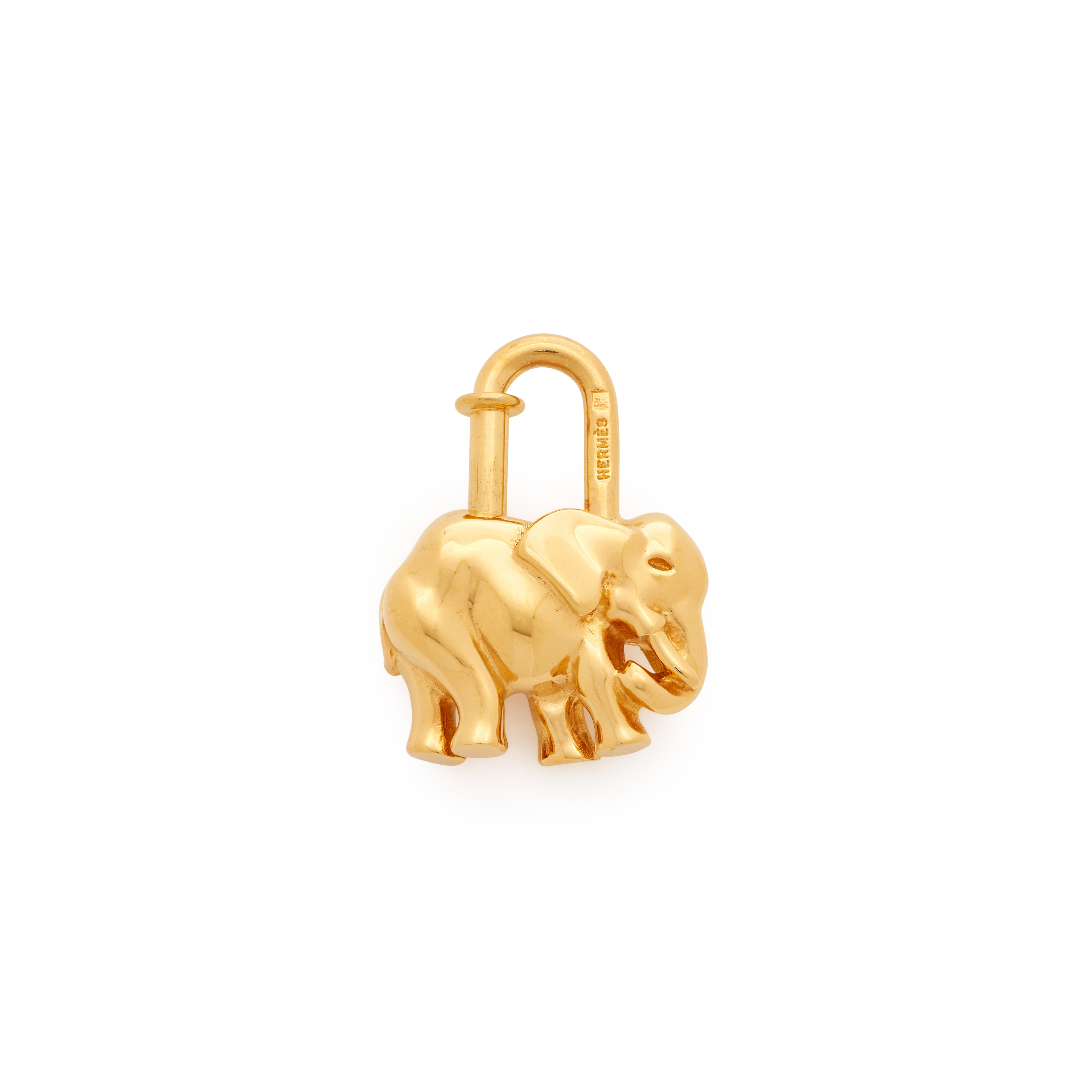 Hermès Vintage Gold Plated Elephant Cadena Lock Charm, 1997