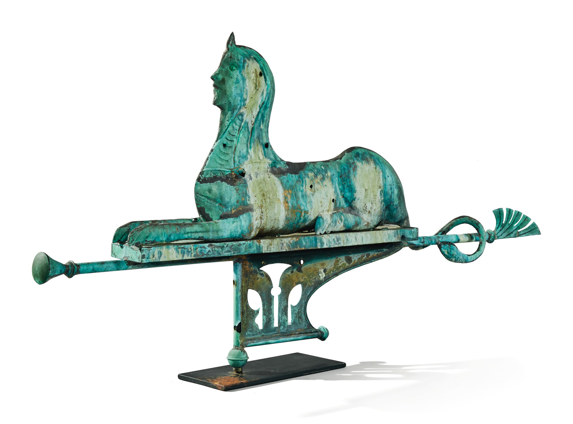 VERY FINE AND RARE MOLDED SHEETCOPPER SWELLEDBODIED SPHINX