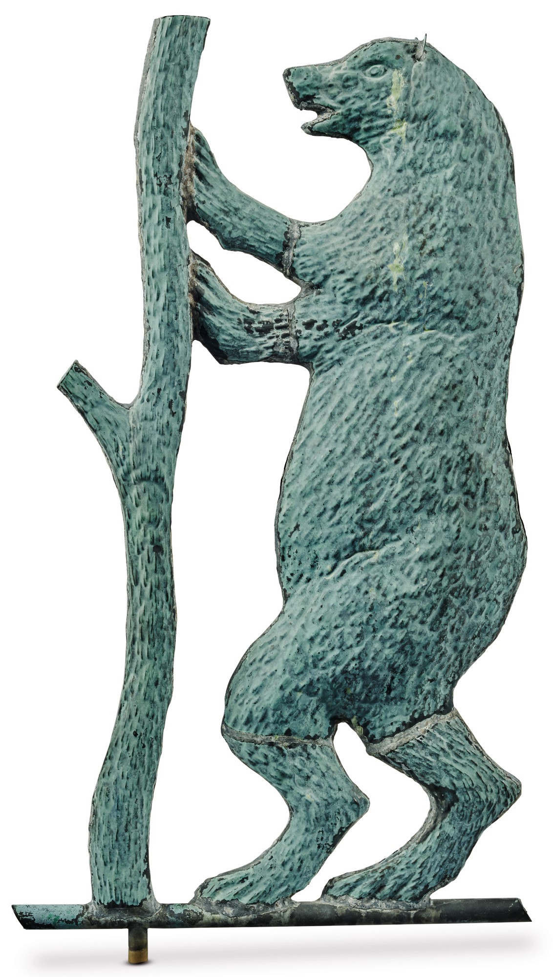 VERY FINE AND RARE MOLDED SHEETCOPPER PERFORMING BEAR WEATHERVANE, J.L