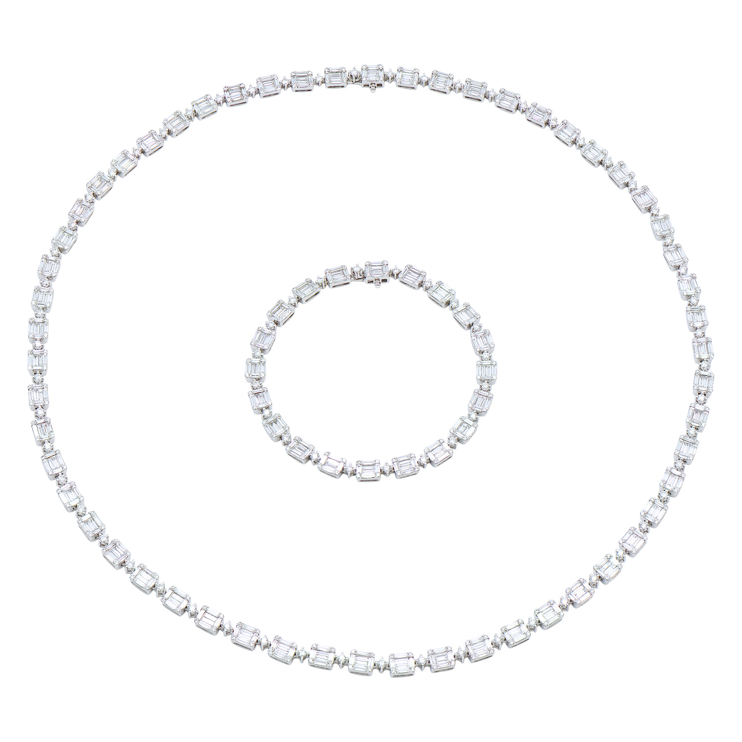 White Gold And Diamond Convertible Bracelet And Necklace Set Available