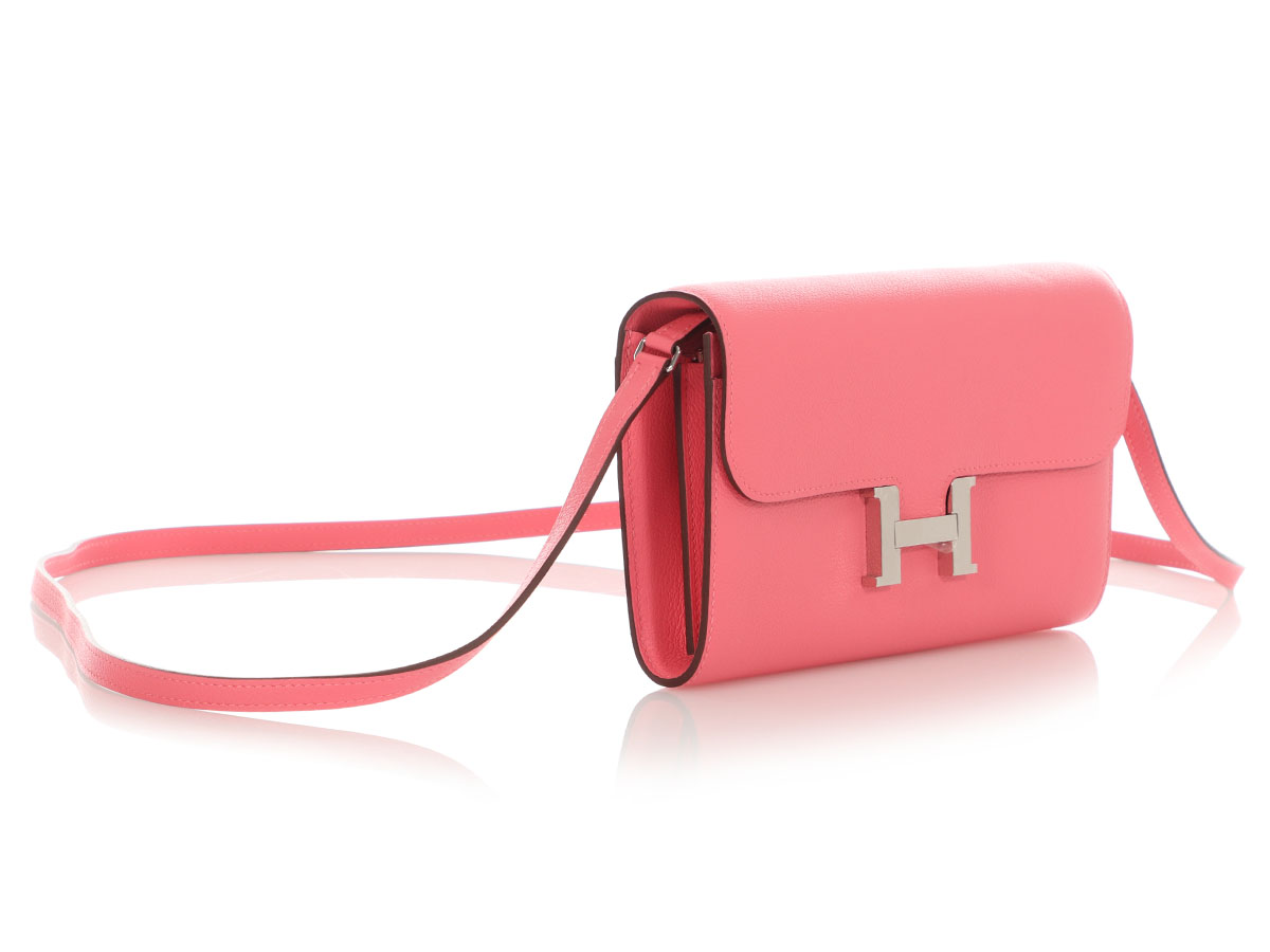Hermès Rose Azalee Chèvre Mysore Constance-To-Go Wallet Palladium