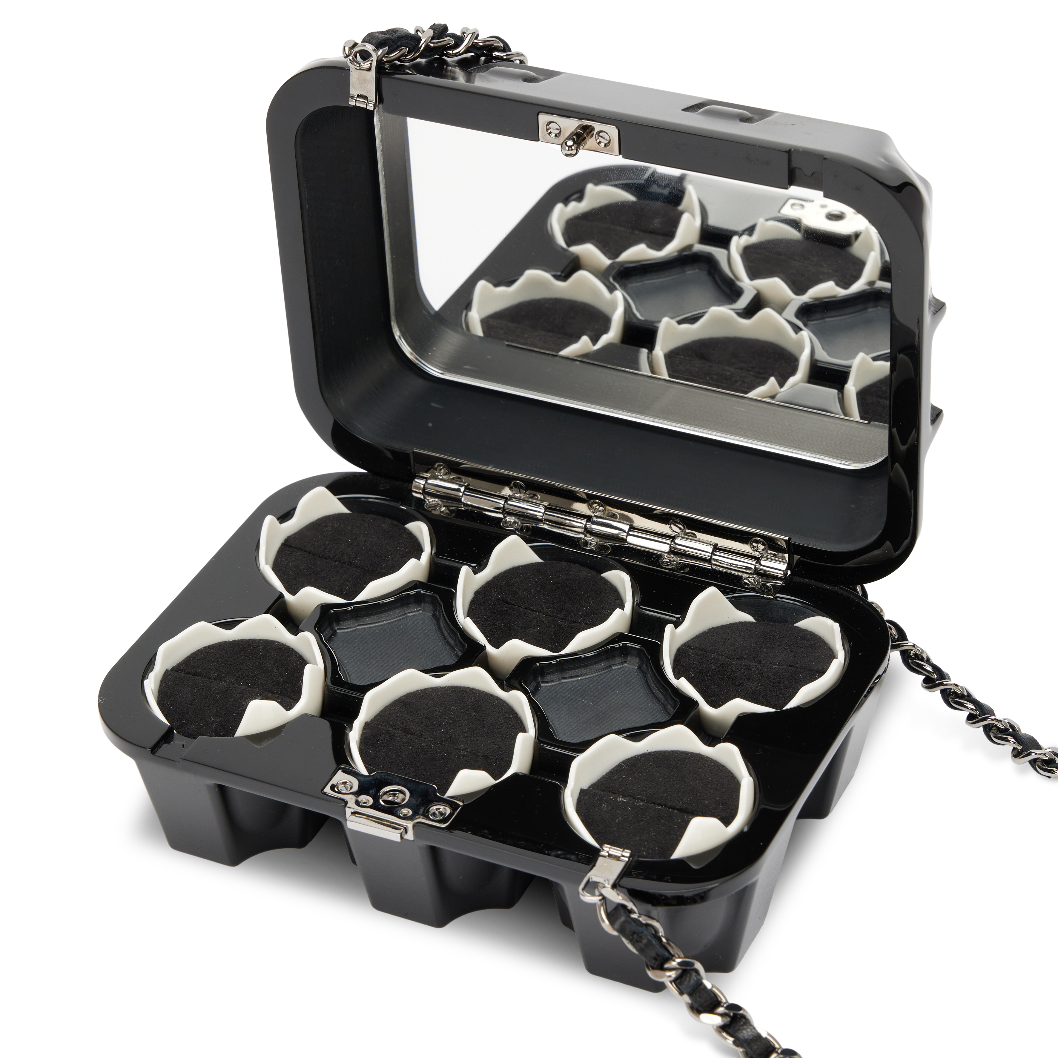 Chanel Black Plexiglass Supermarket Egg Carton Minaudière Strass