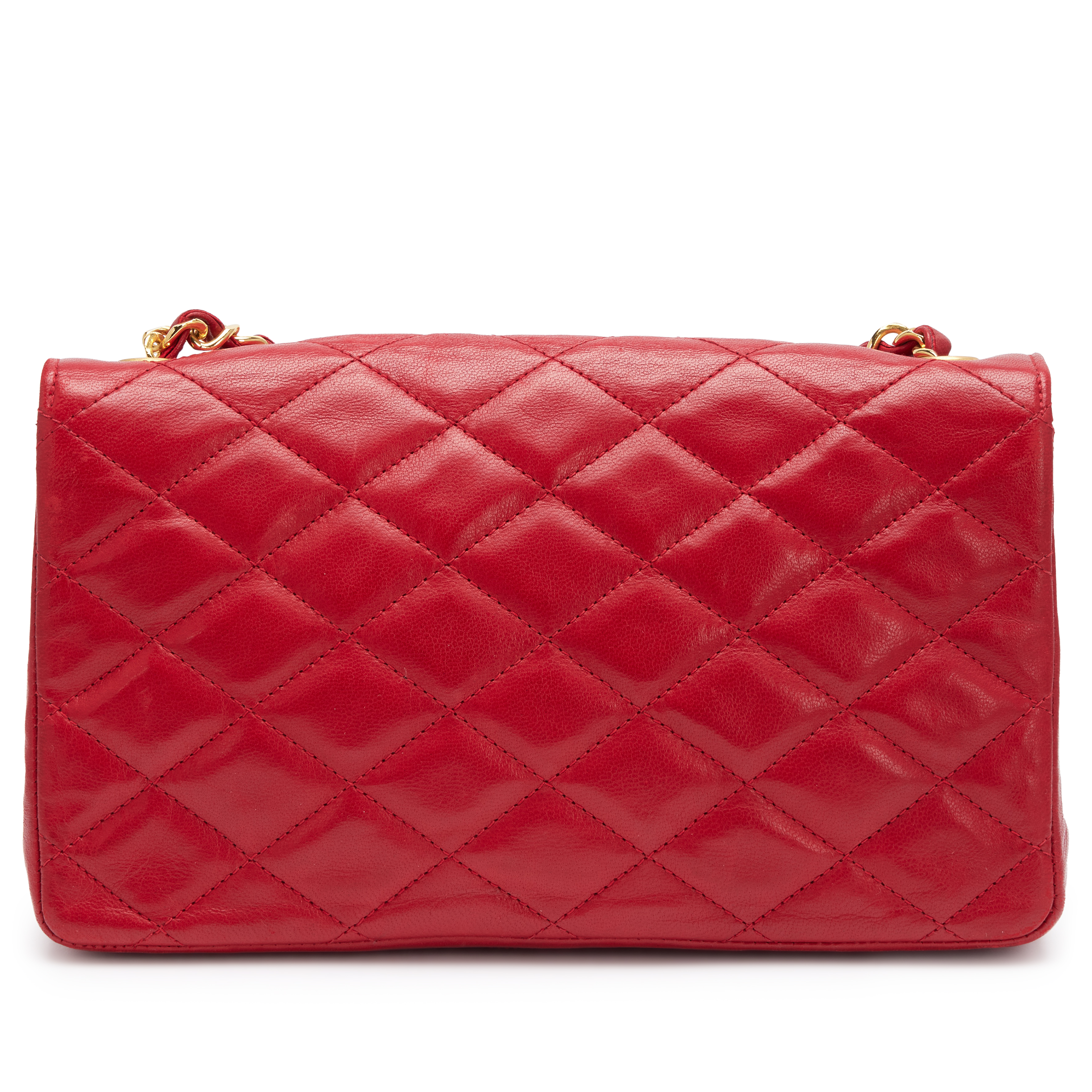 Chanel Vintage Vintage Red Quilted Lambskin CC Envelope Single