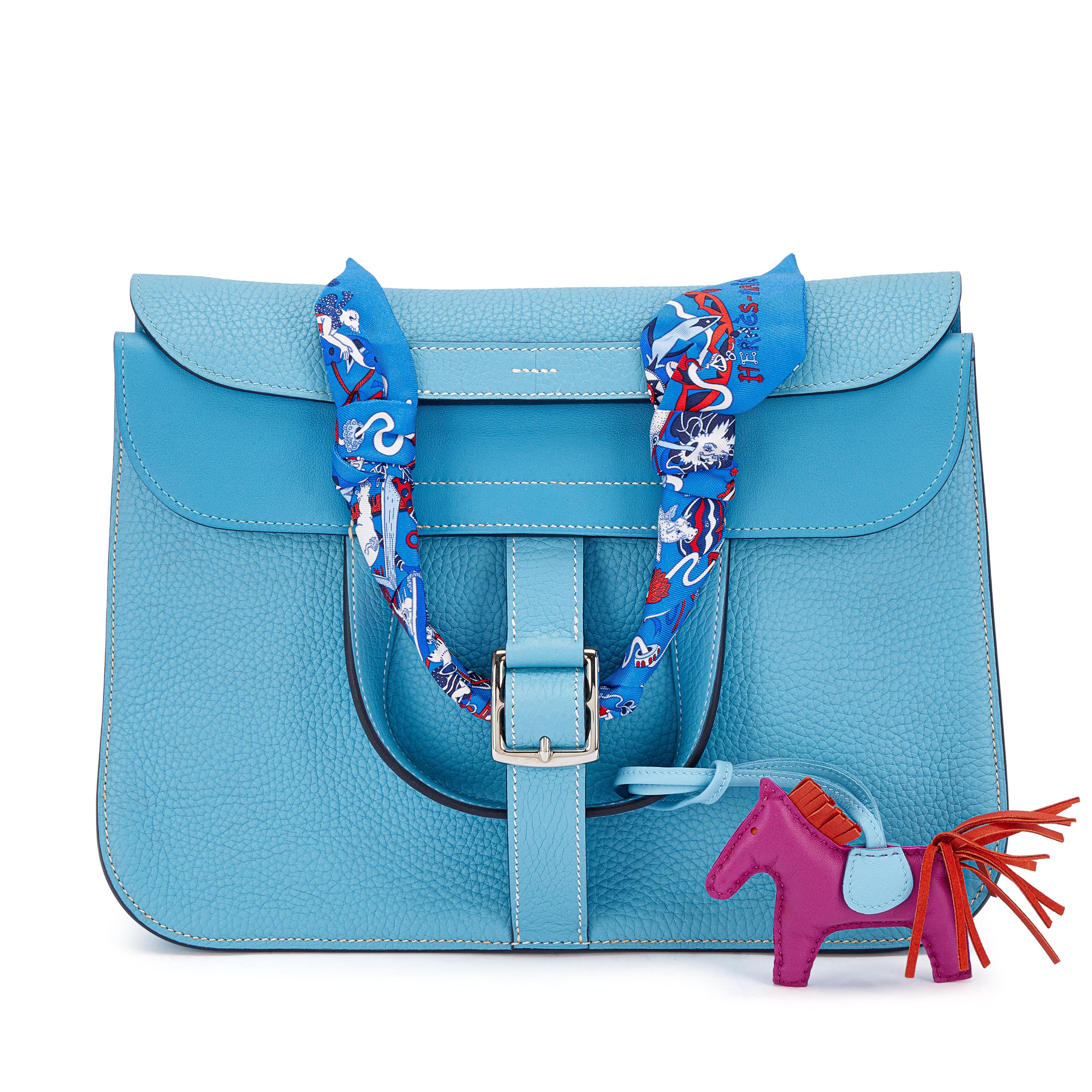 Hermès Bleu Celeste Clemence Halzan 31 Palladium Hardware, 2019