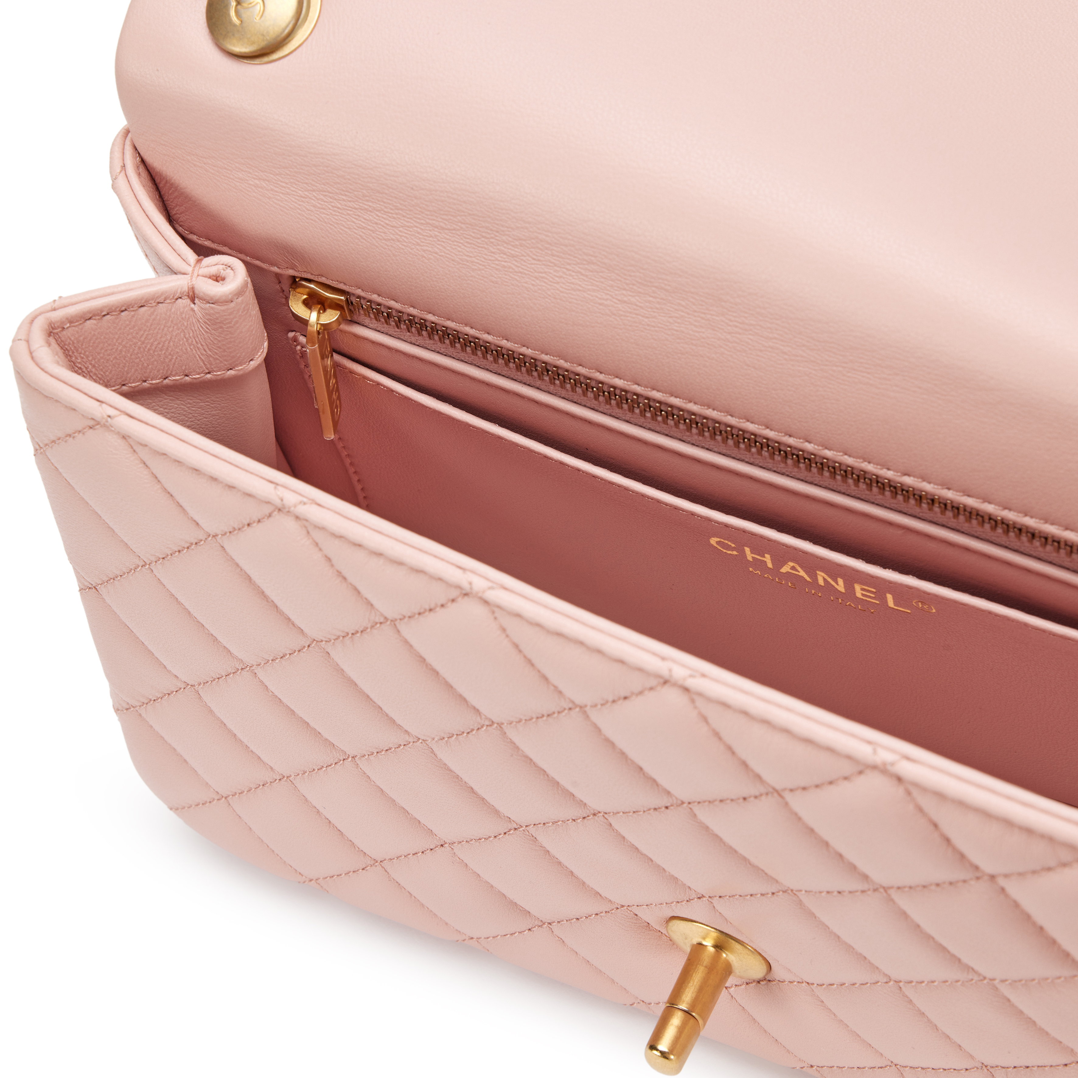 Chanel Pink Quilted Lambskin Camellia Chain Single Flap Bag