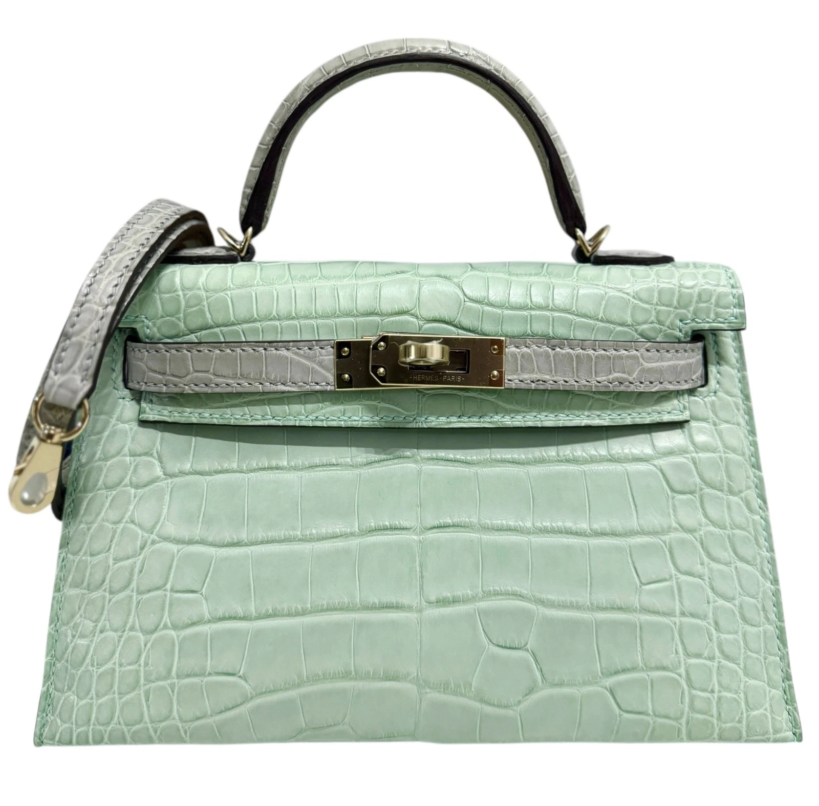 Hermès Vert D'eau And Gris Perle Matte Alligator HSS Mini Kelly 20