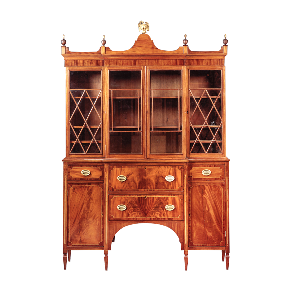 Ebenezer Eustis Antique American Federal Gentleman's Desk And Bookcase