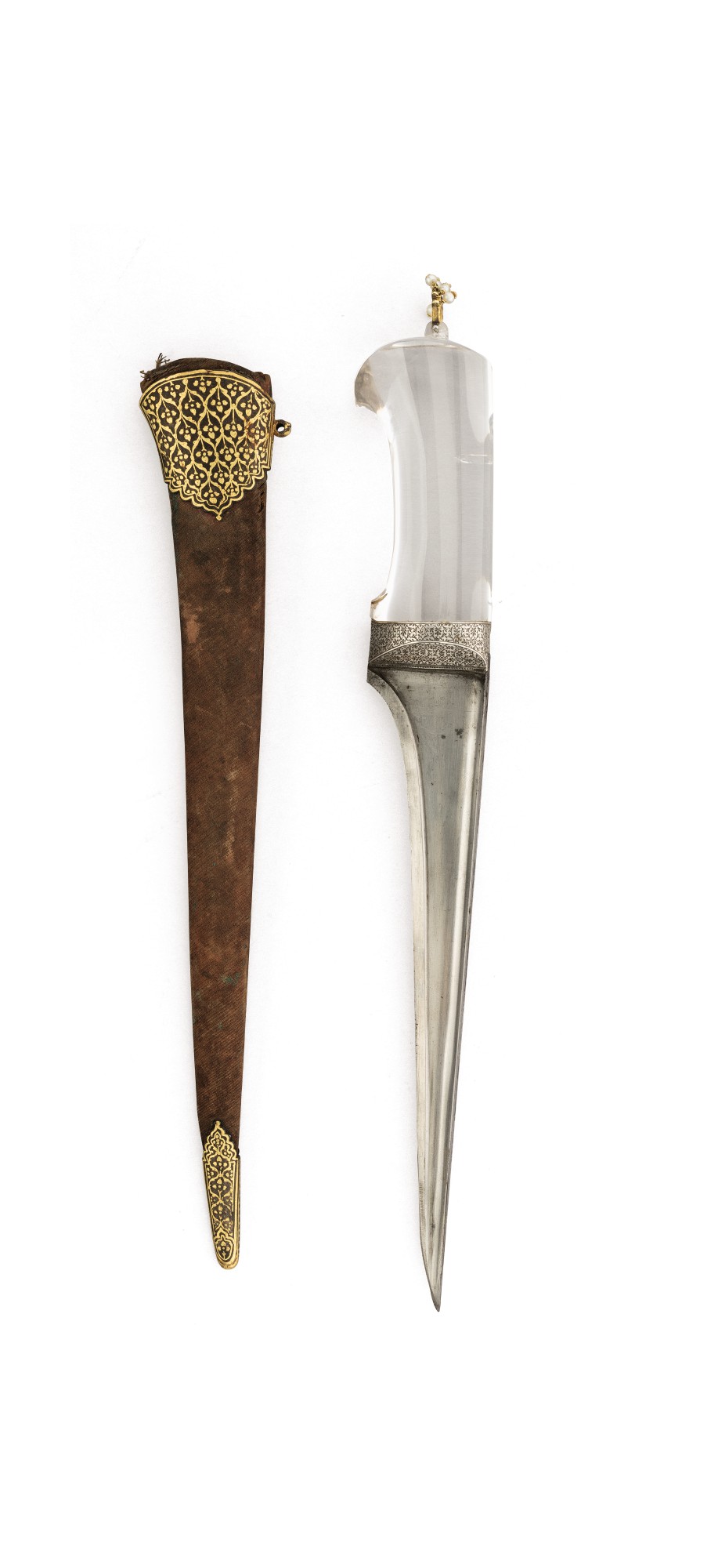 A rock crystal-hilted dagger (peshkabz) and scabbard, India, 18th ...