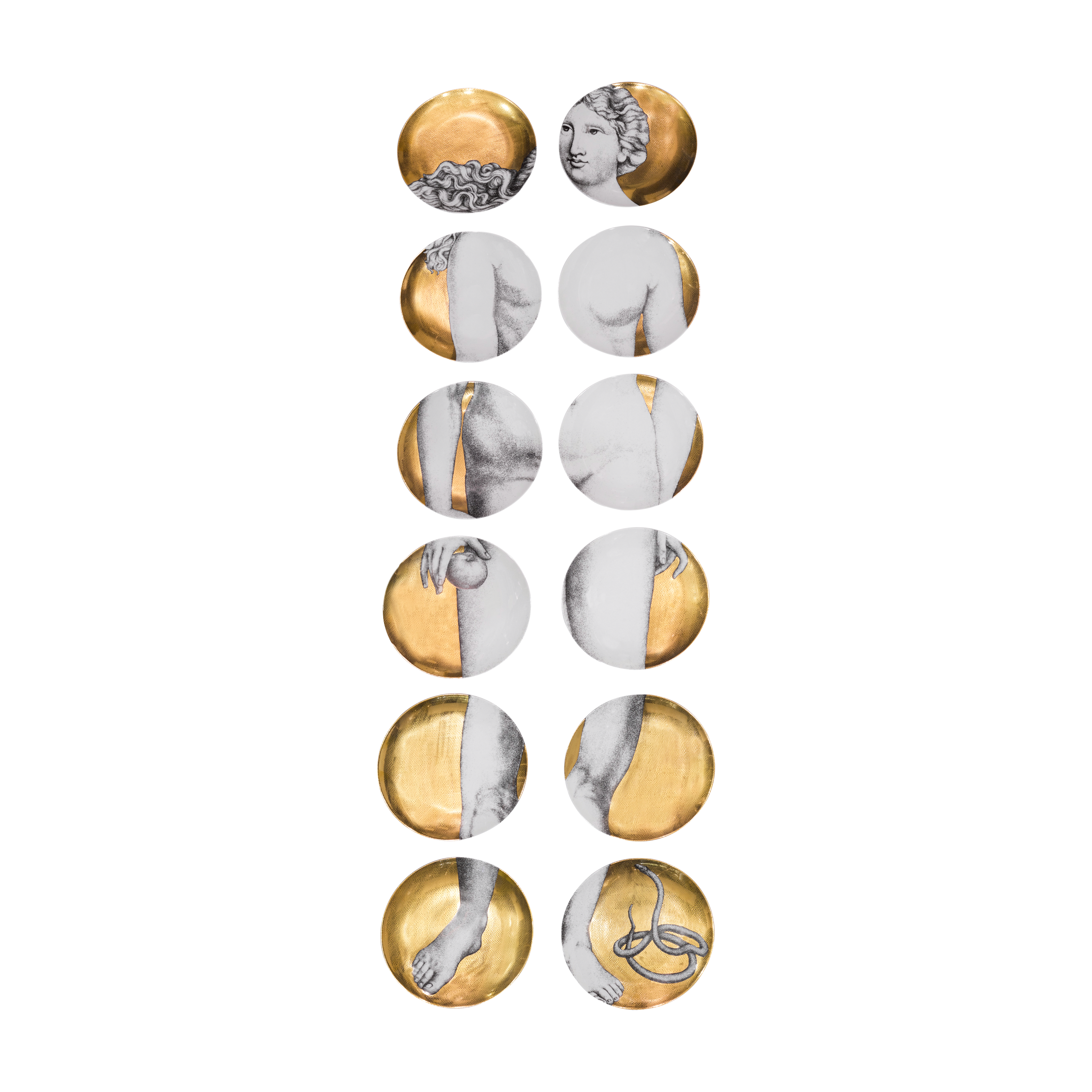 Piero Fornasetti Vintage Eva Plate Set Available For Immediate