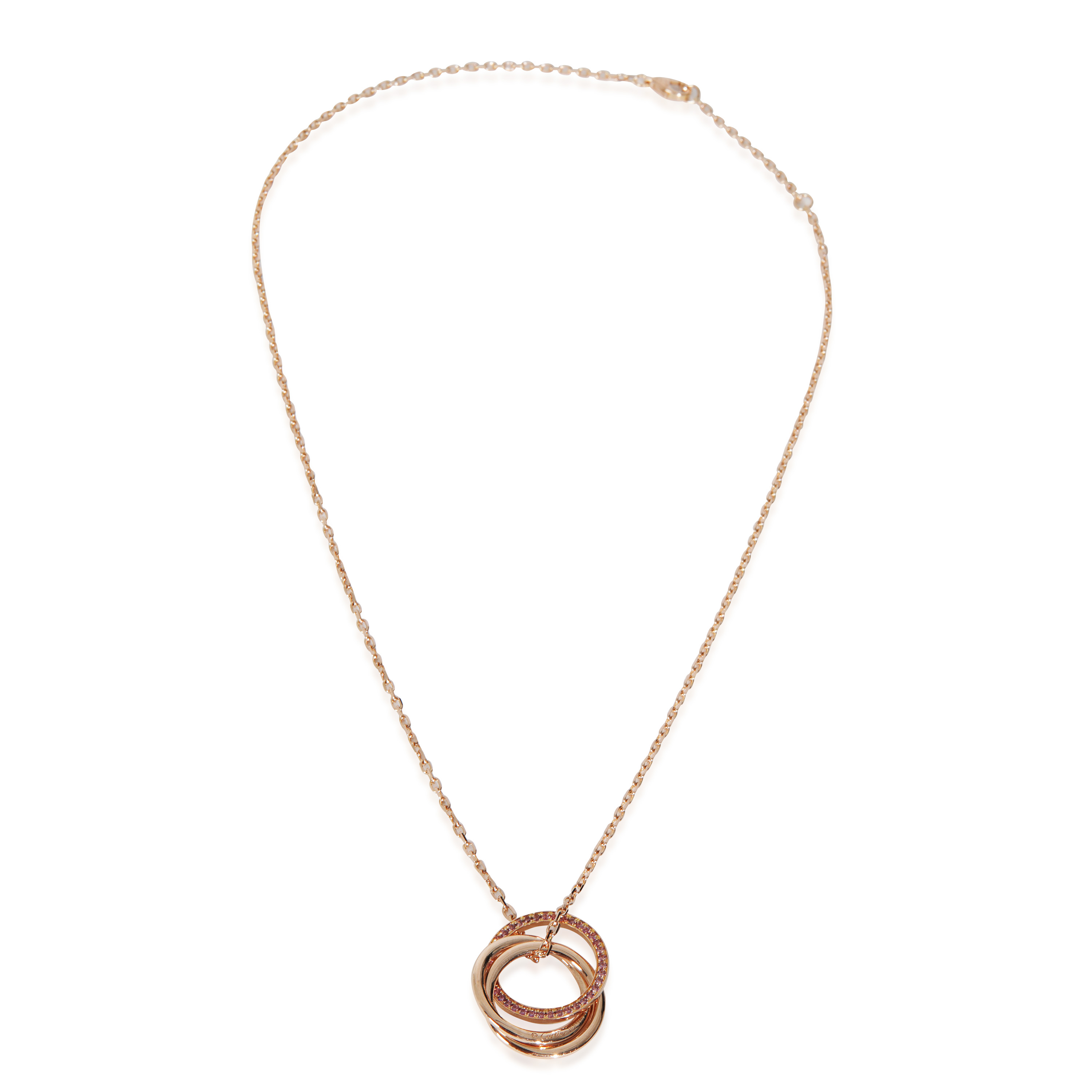 Cartier Rose Gold And Pink Sapphire Trinity Pendant Necklace