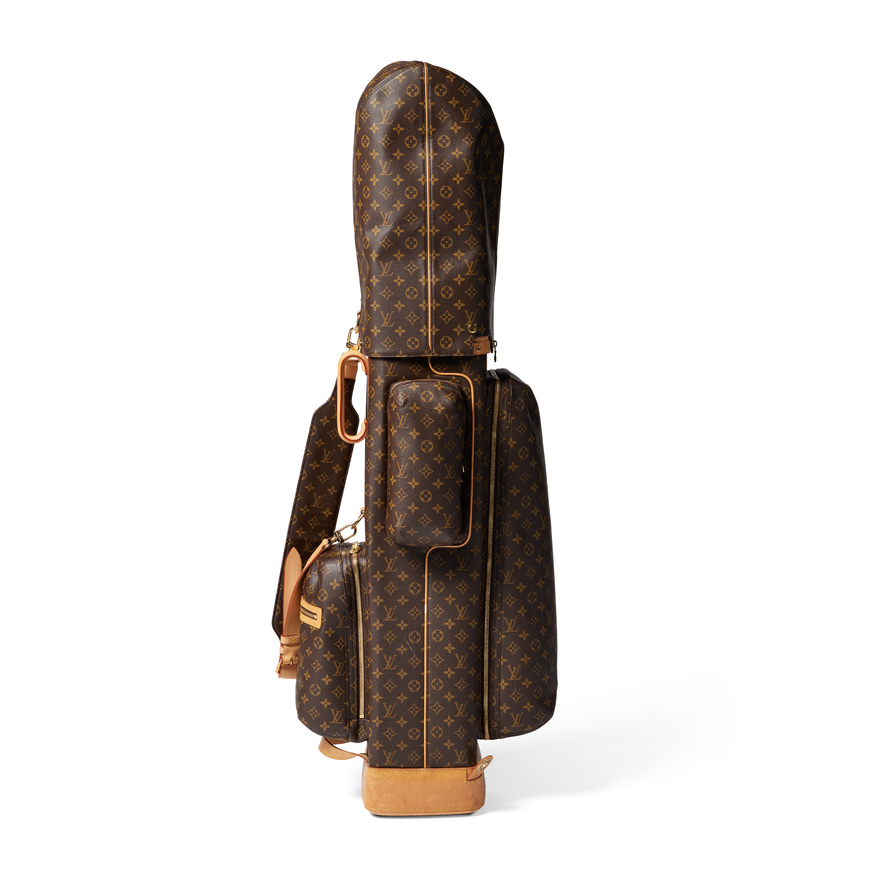 Louis Vuitton Brown Monogram Coated Canvas Golf Bag Gold Hardware 