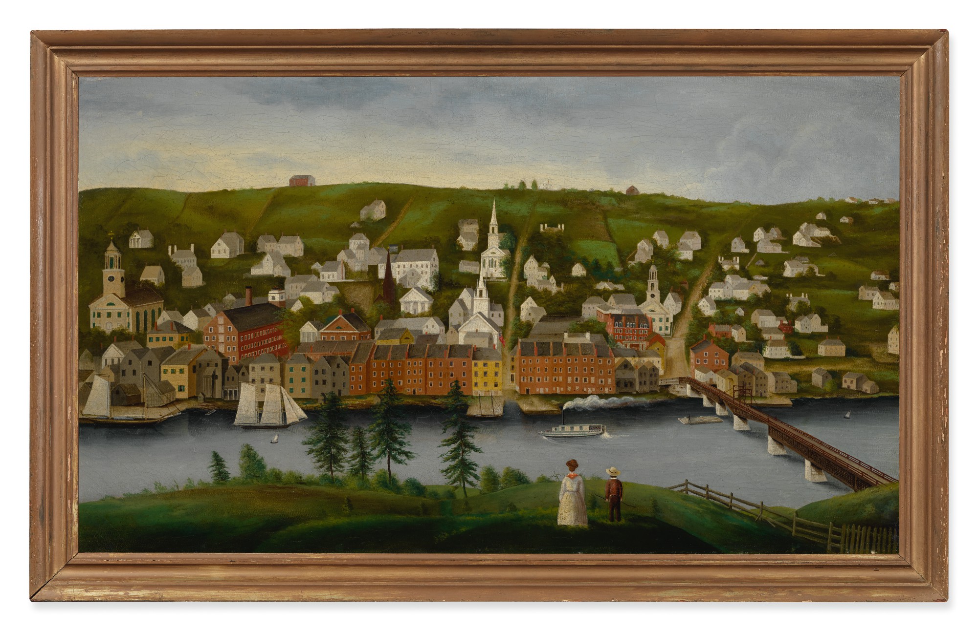 View of Hallowell, Maine Important Americana Furniture and Folk Art