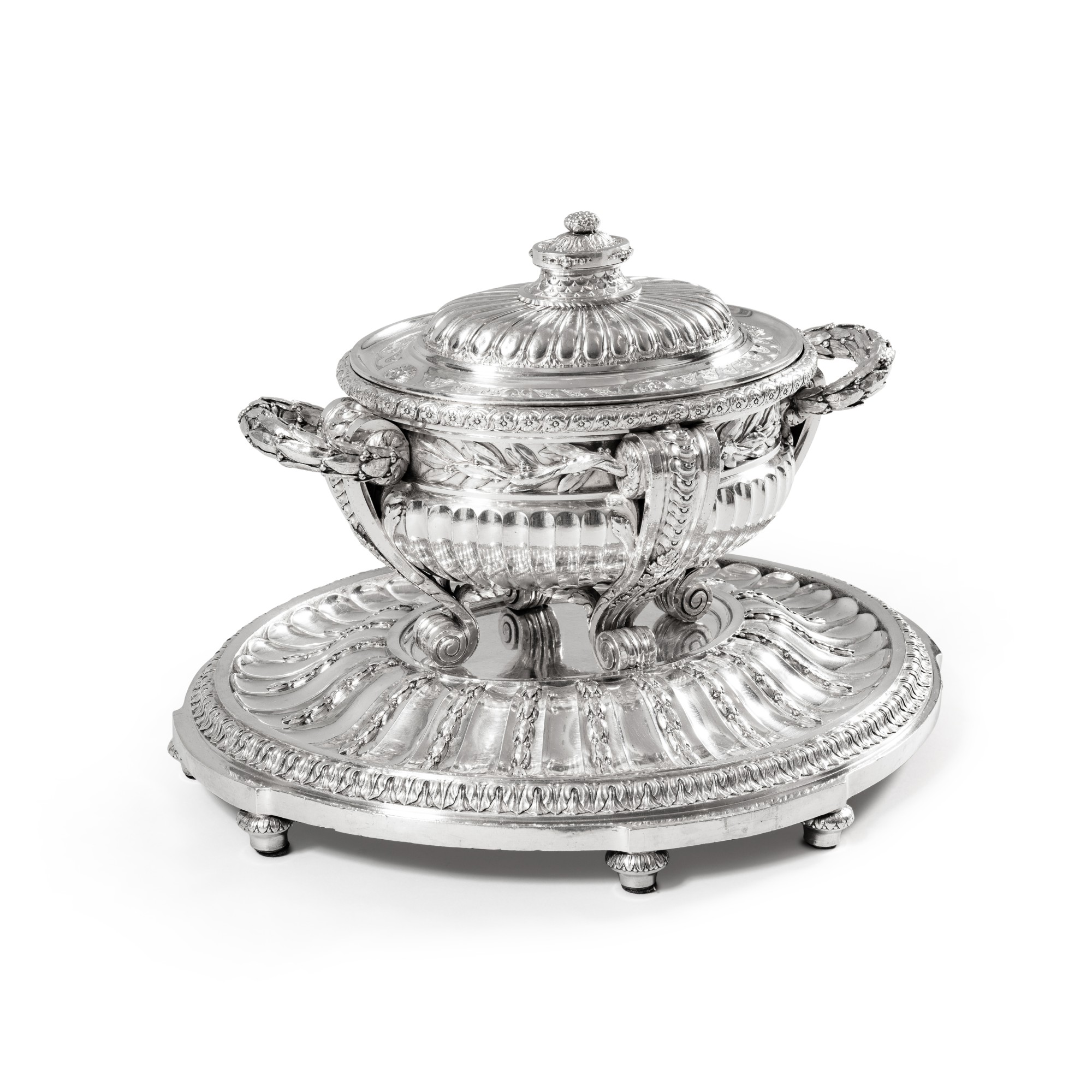 A French silver soup tureen, cover and stand, JacquesNicolas Roettiers