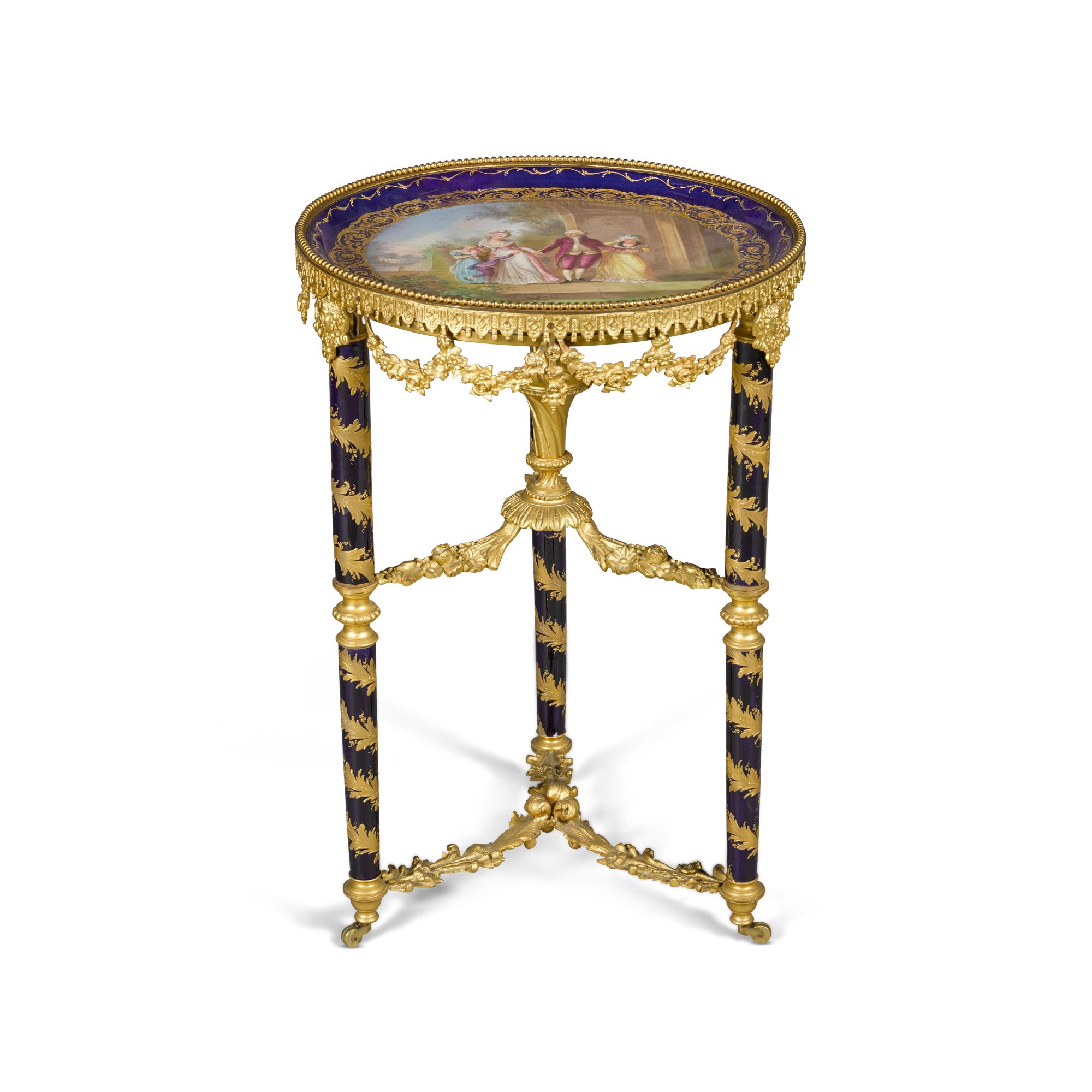 Table de Chevet ou Guéridon avec marqueterie - Style