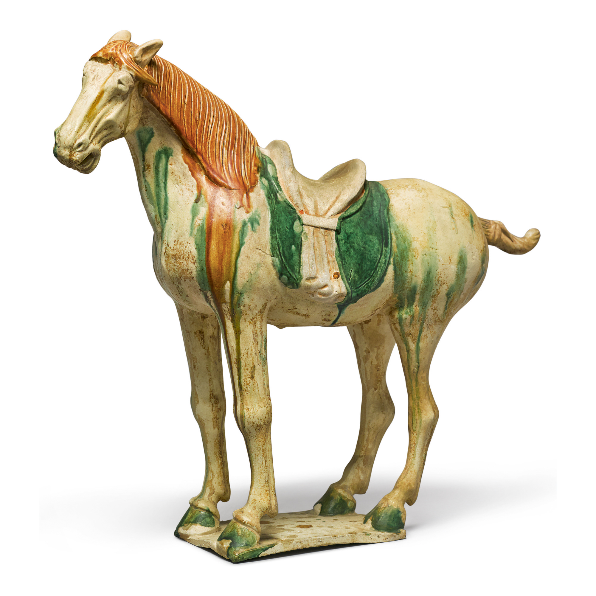 A SANCAIGLAZED POTTERY FIGURE OF A HORSE, TANG DYNASTY The Hundred