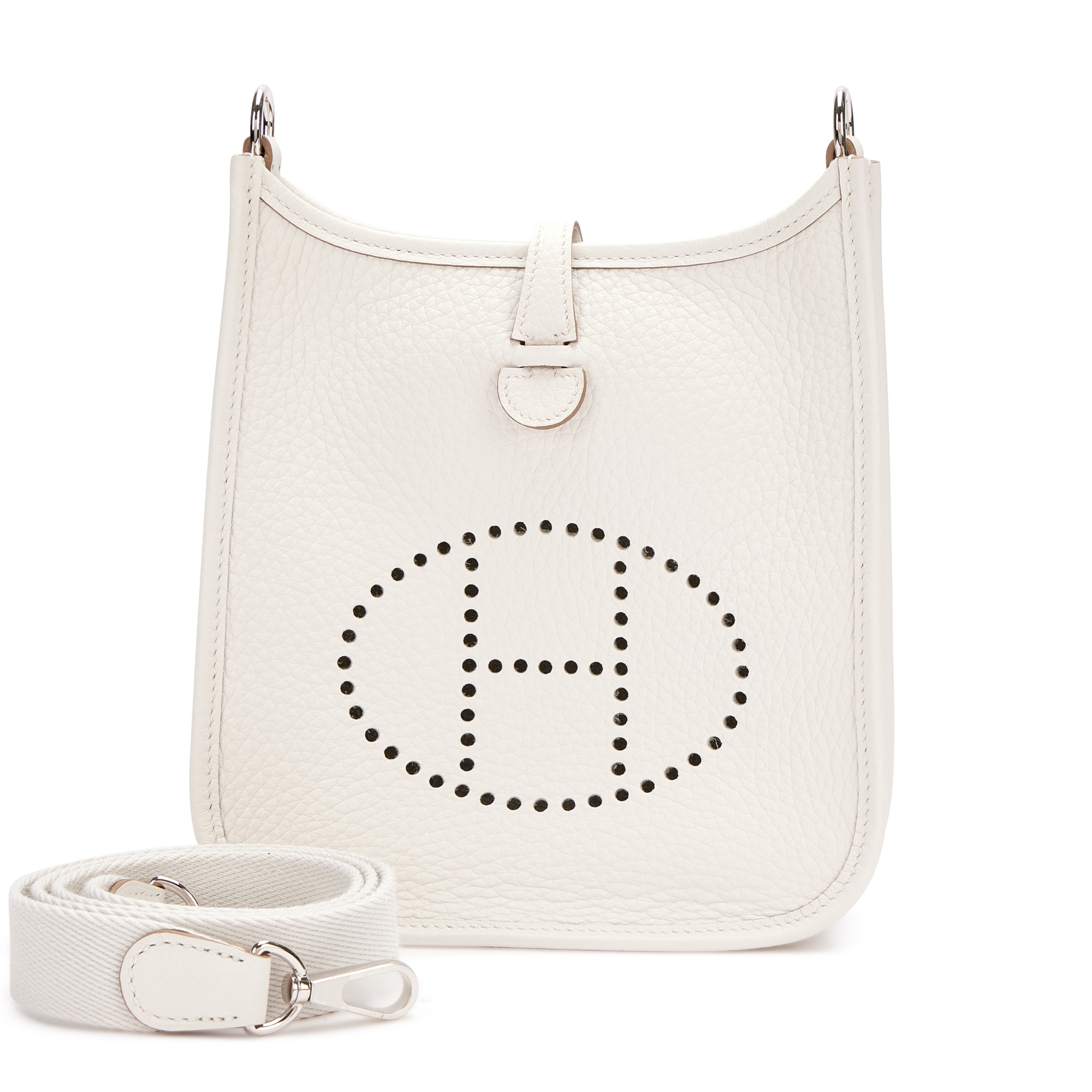 Hermès Gris Pale Clemence Mini Evelyne II TPM 16 Palladium
