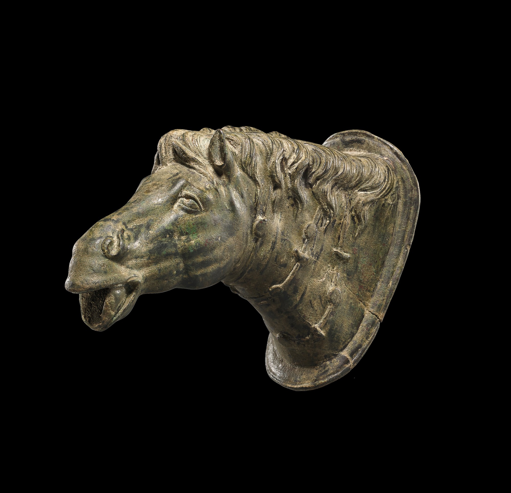 A ROMAN BRONZE HORSE HEAD WATERSPOUT, CIRCA 2ND CENTURY A.D. BC/AD