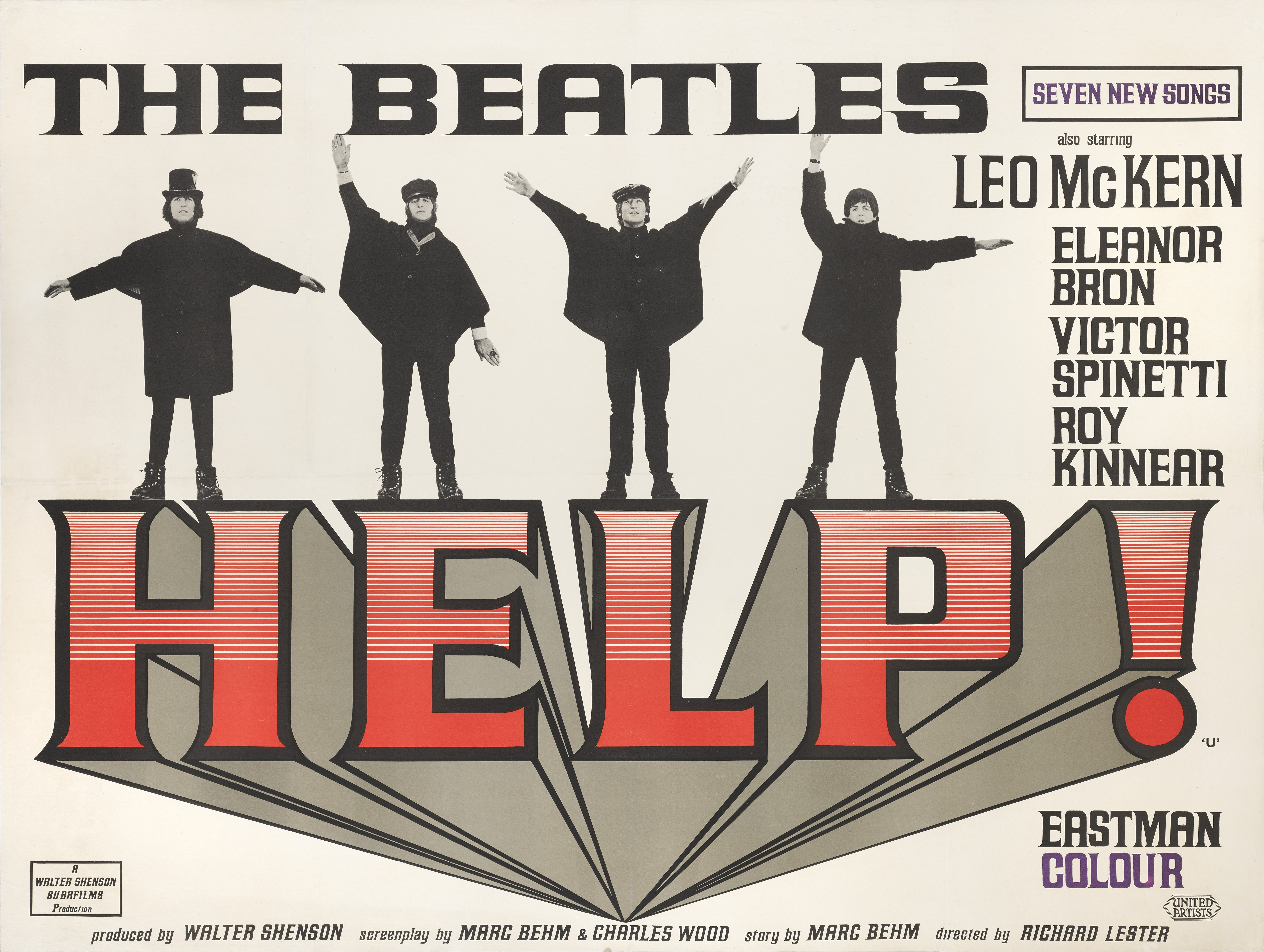 HELP!/BEATLES/オリジナル・ポスター/1965年英国映画/ビートルズ Robert Freeman Vintage The Beatles Help! British Movie Poster
