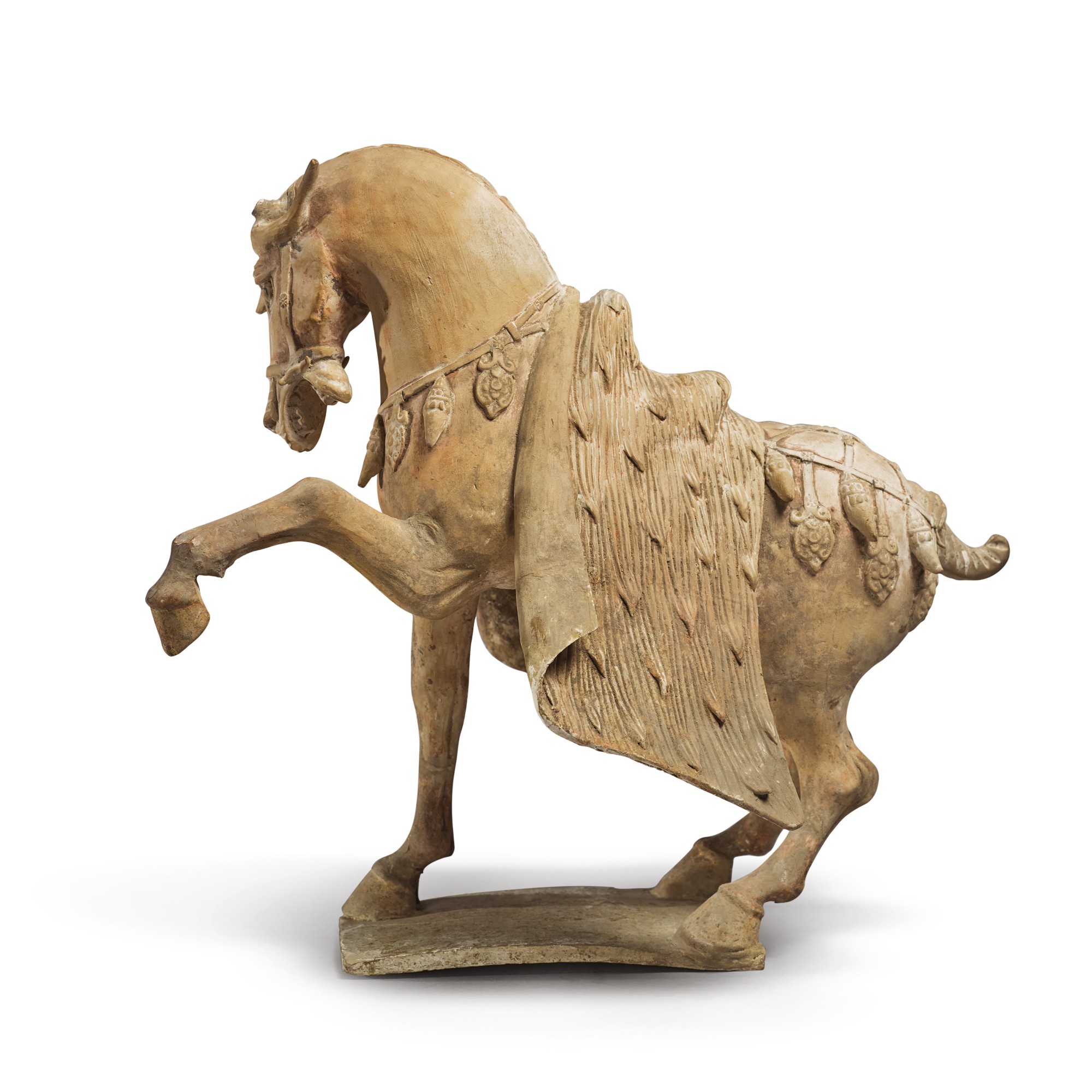 A PAIR OF PAINTED POTTERY HORSES, TANG DYNASTY Important Chinese Art