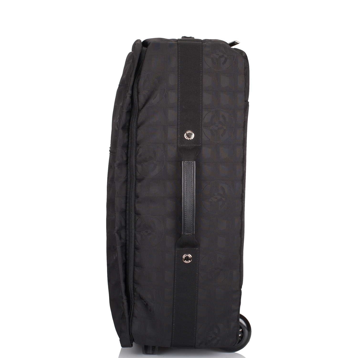 Chanel Travel Trolley Rolling Luggage of Black Nylon with Silver