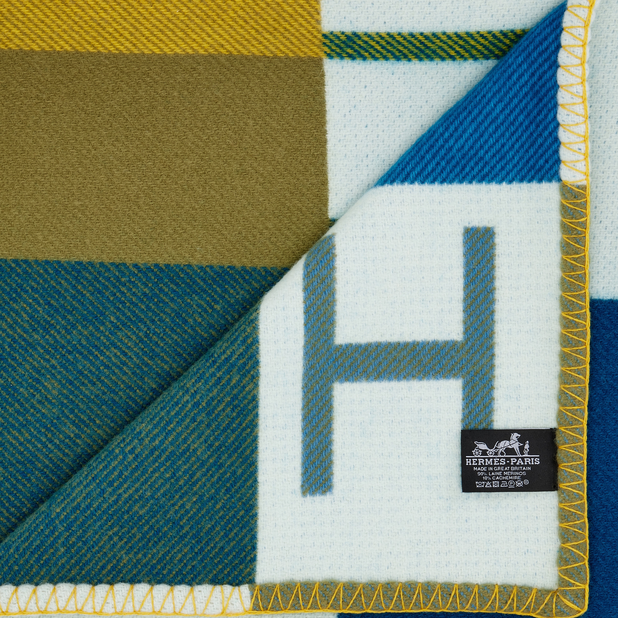 Hermès Outremer Cashmere And Wool Avalon Vibration Throw Blanket