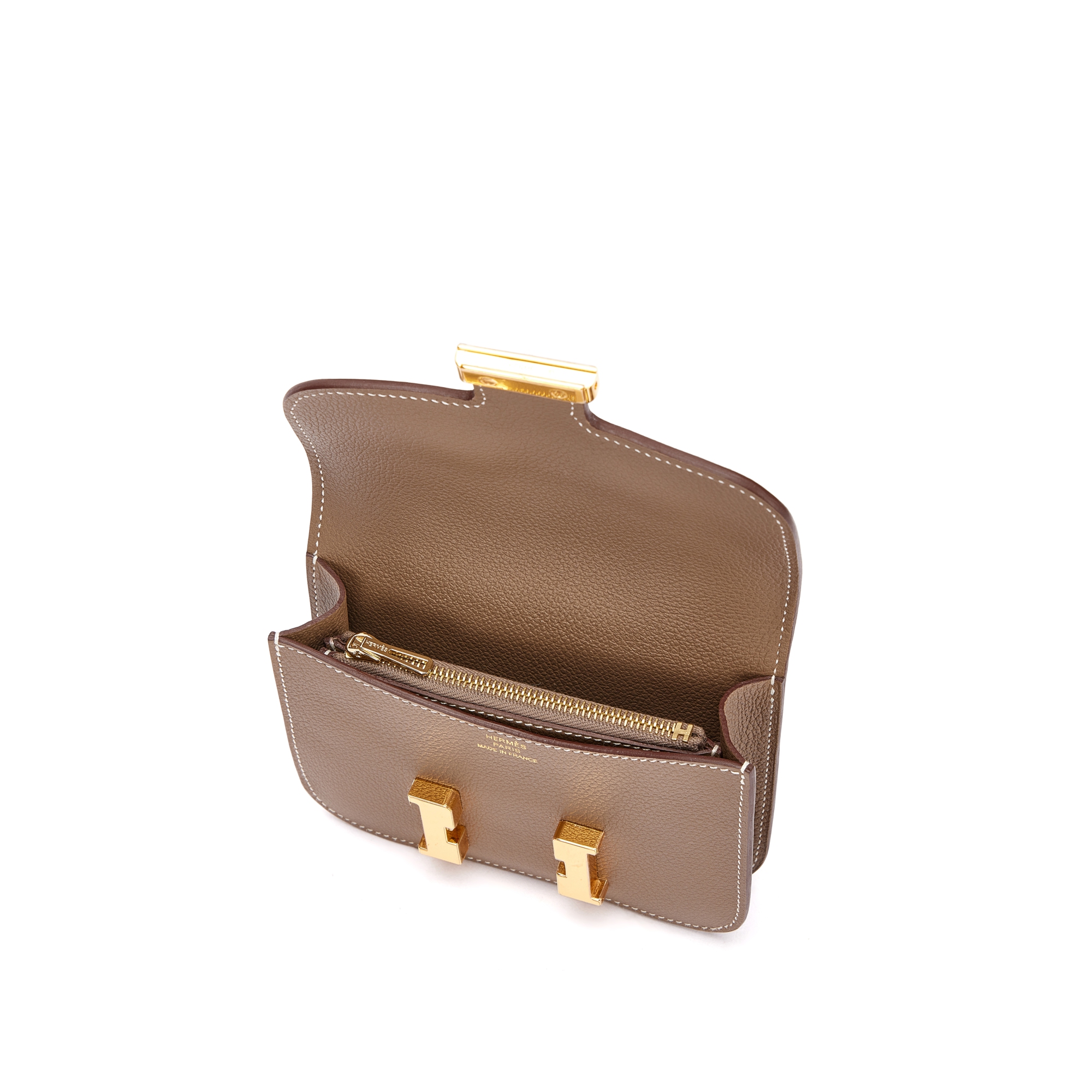 Hermès Etoupe Evercolor Constance Slim Wallet Gold Hardware, 2023 - Image 7