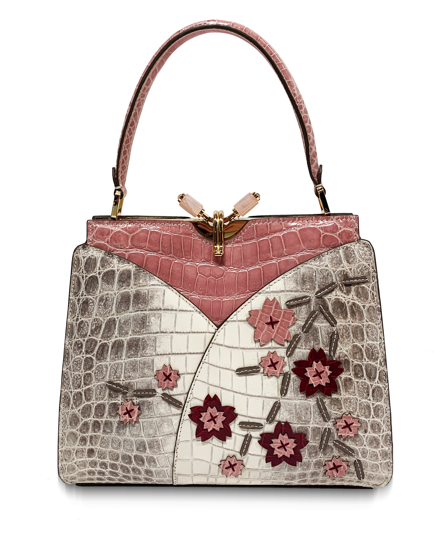 Bianchi E Nardi 1946 Kimono Bag Cherry In Crocodile Leather With