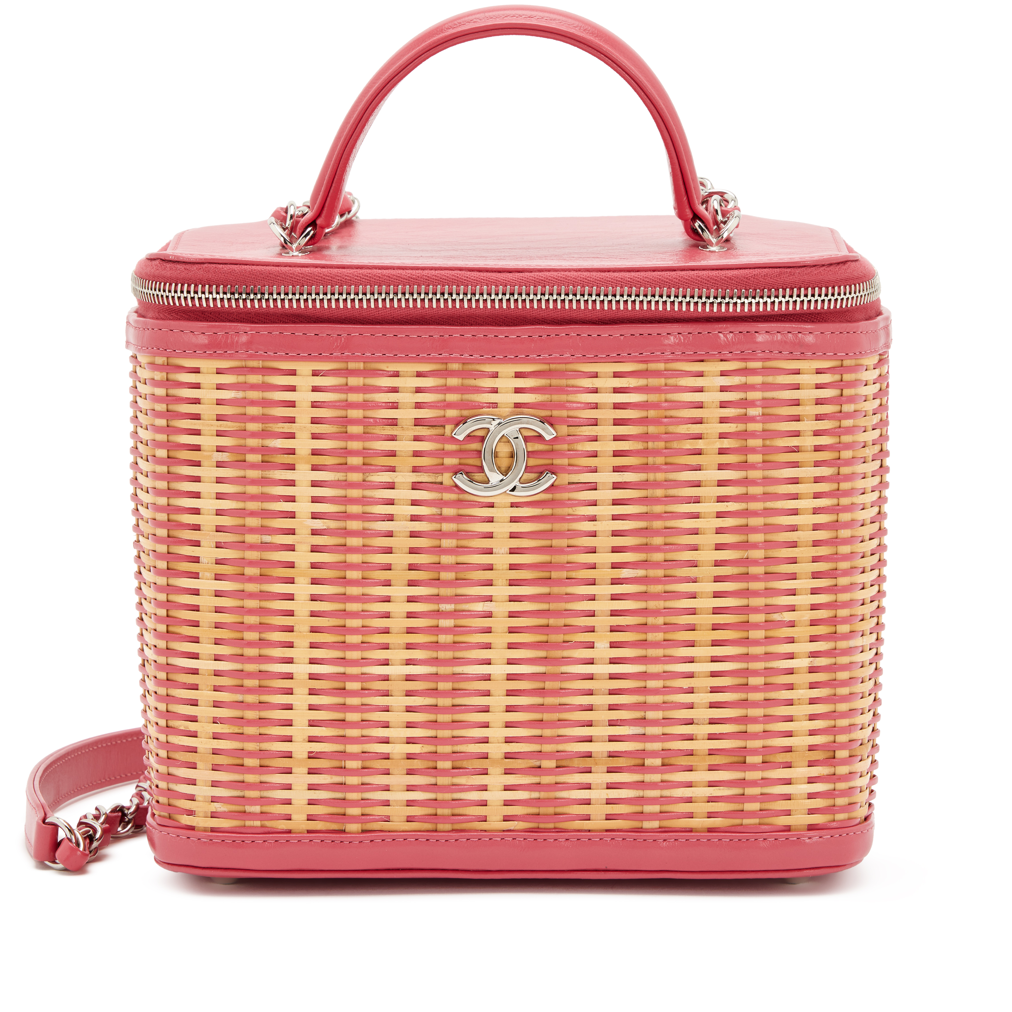 Raffia Effect Crystal Vanity Bag カゴバッグ Raffia Effect Crystal Vanity Bag