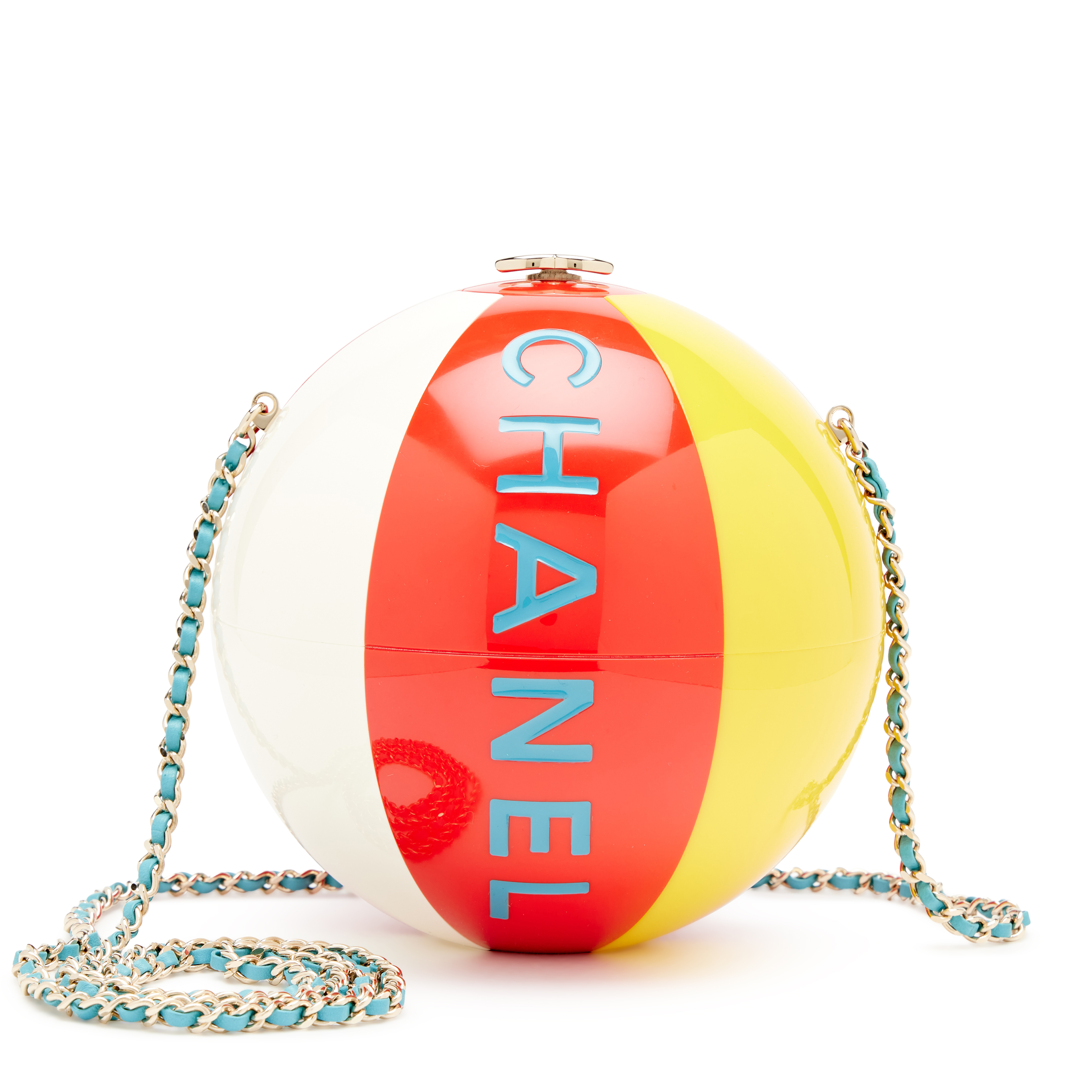 Chanel Red White Yellow And Blue Plexiglass Coco Beach Ball