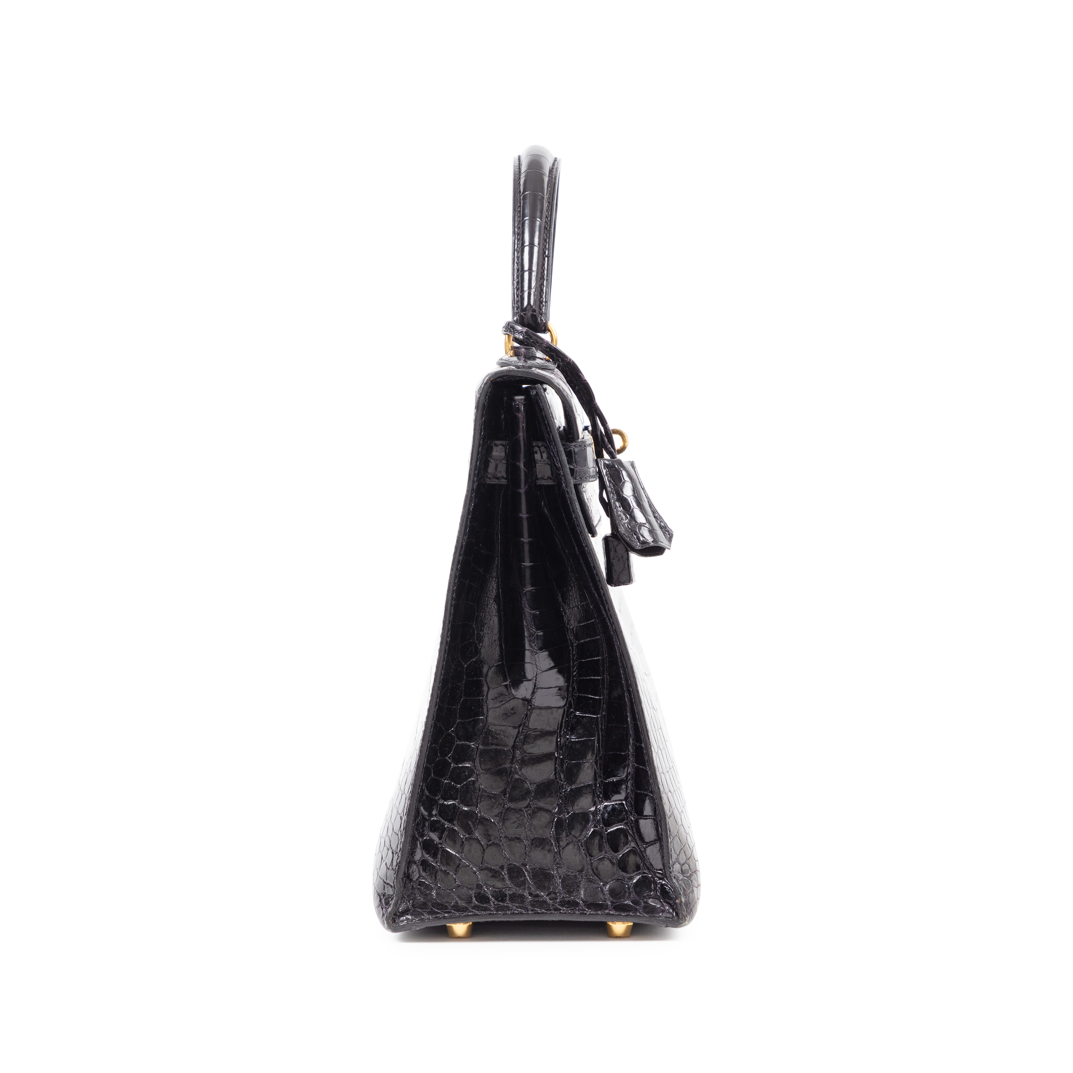 【HERMES】vintage pierce Rare '90s Gold Peccary Kelly Sellier 32 | Authentic