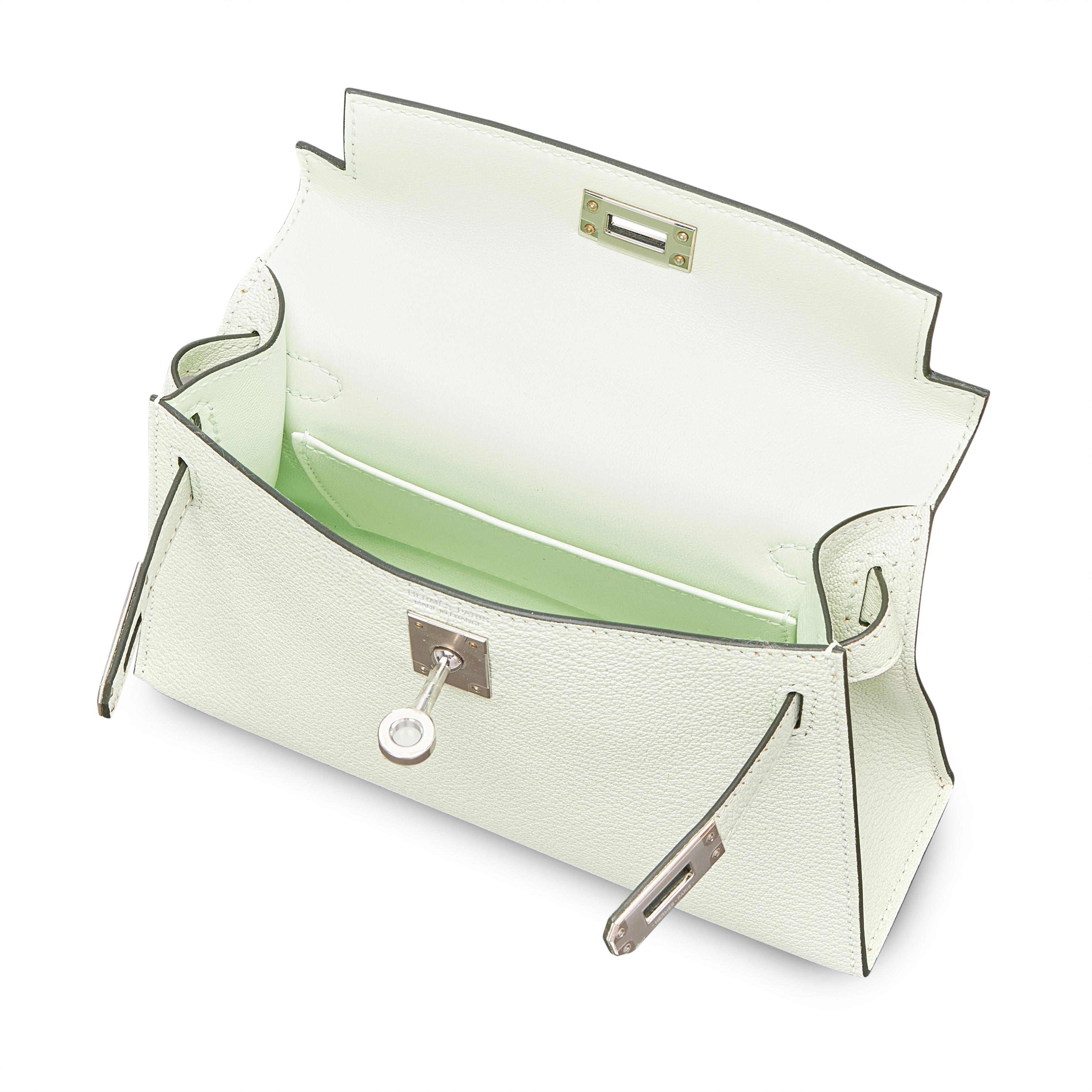 Hermès Vert Fizz Chèvre Mini Kelly II 20 Palladium Hardware, 2022