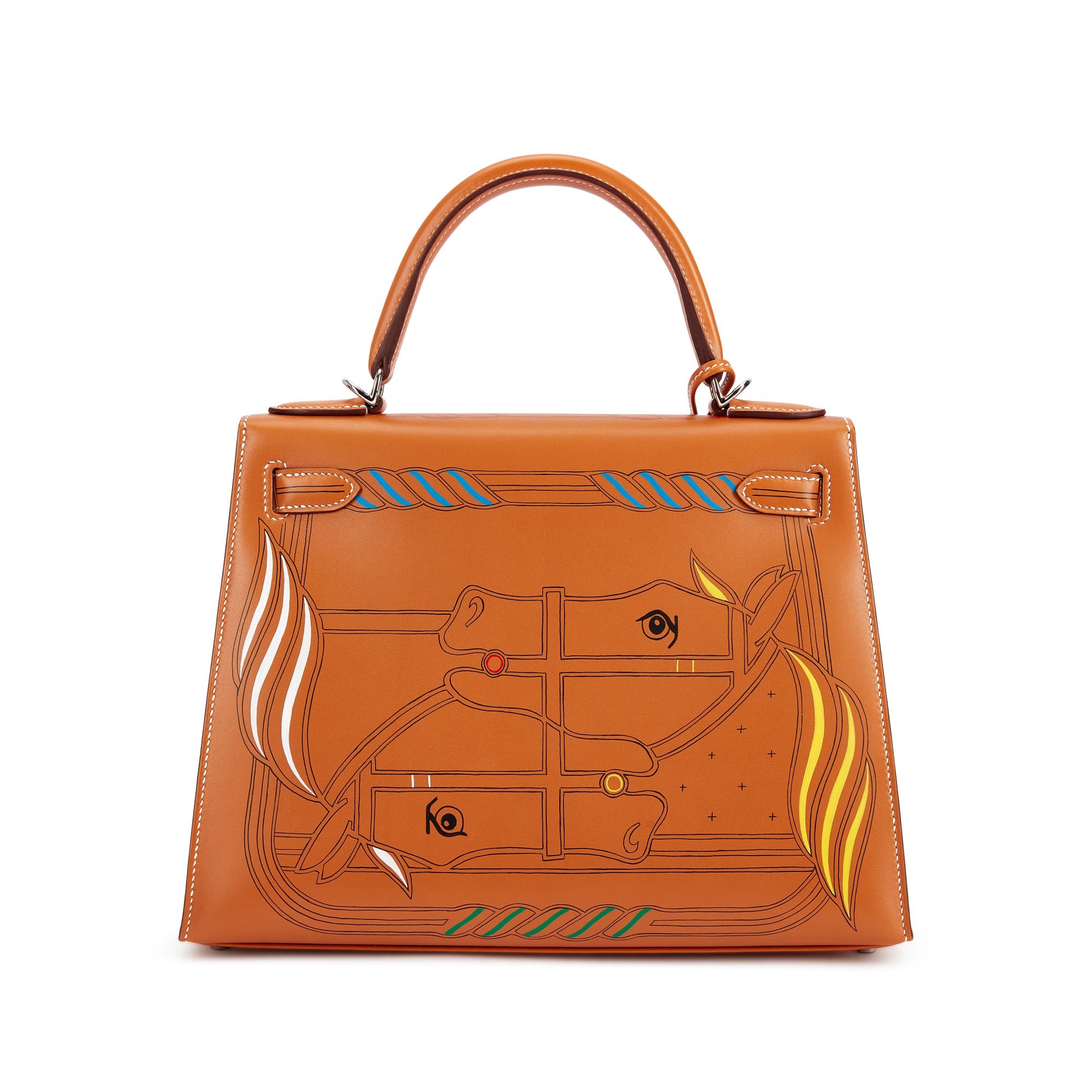 Hermès Natural Sable Butler Painted Quadrige By Pierre Perron