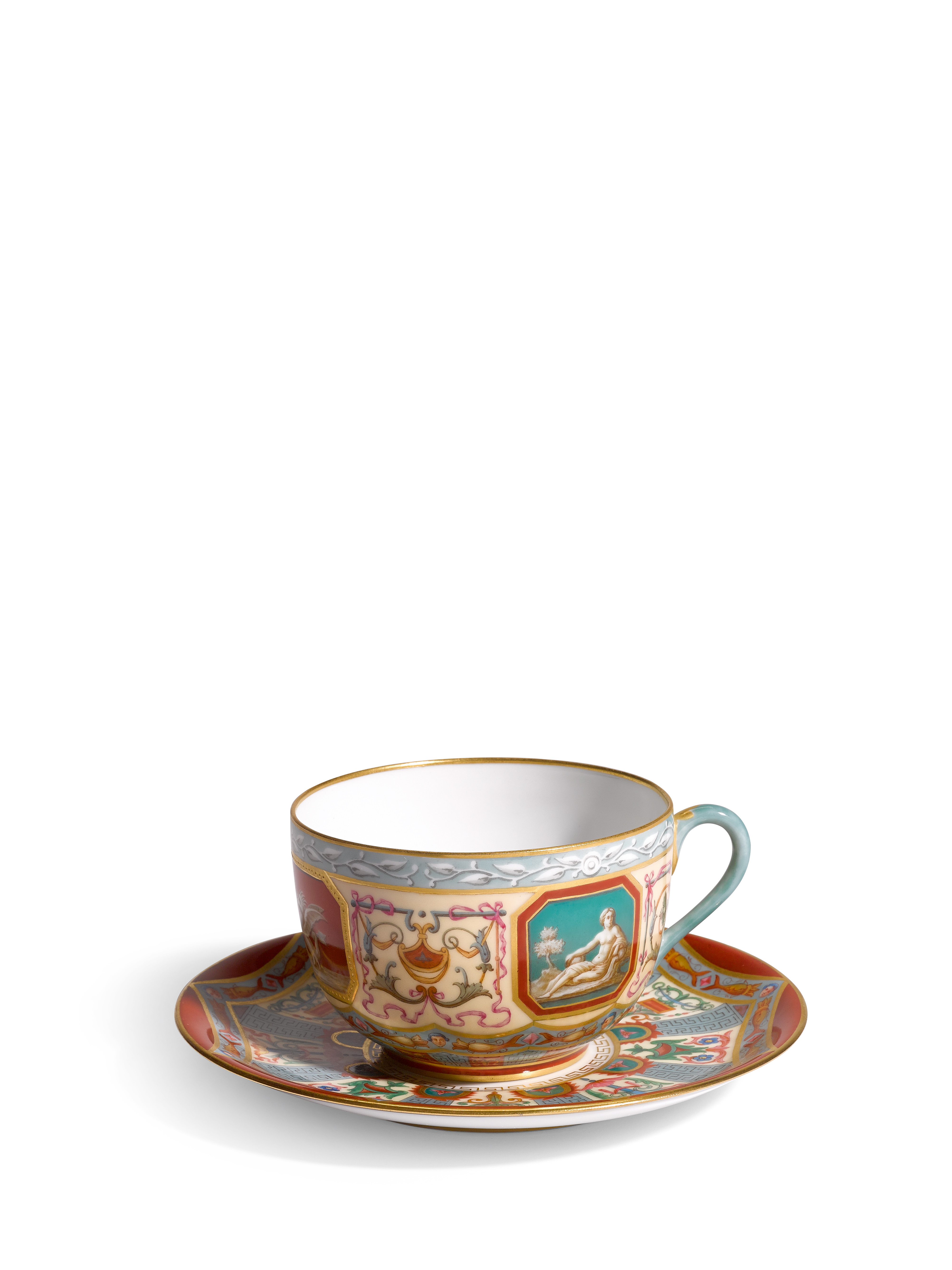 A porcelain cup and saucer from the Raphael service, Imperial Porcelain