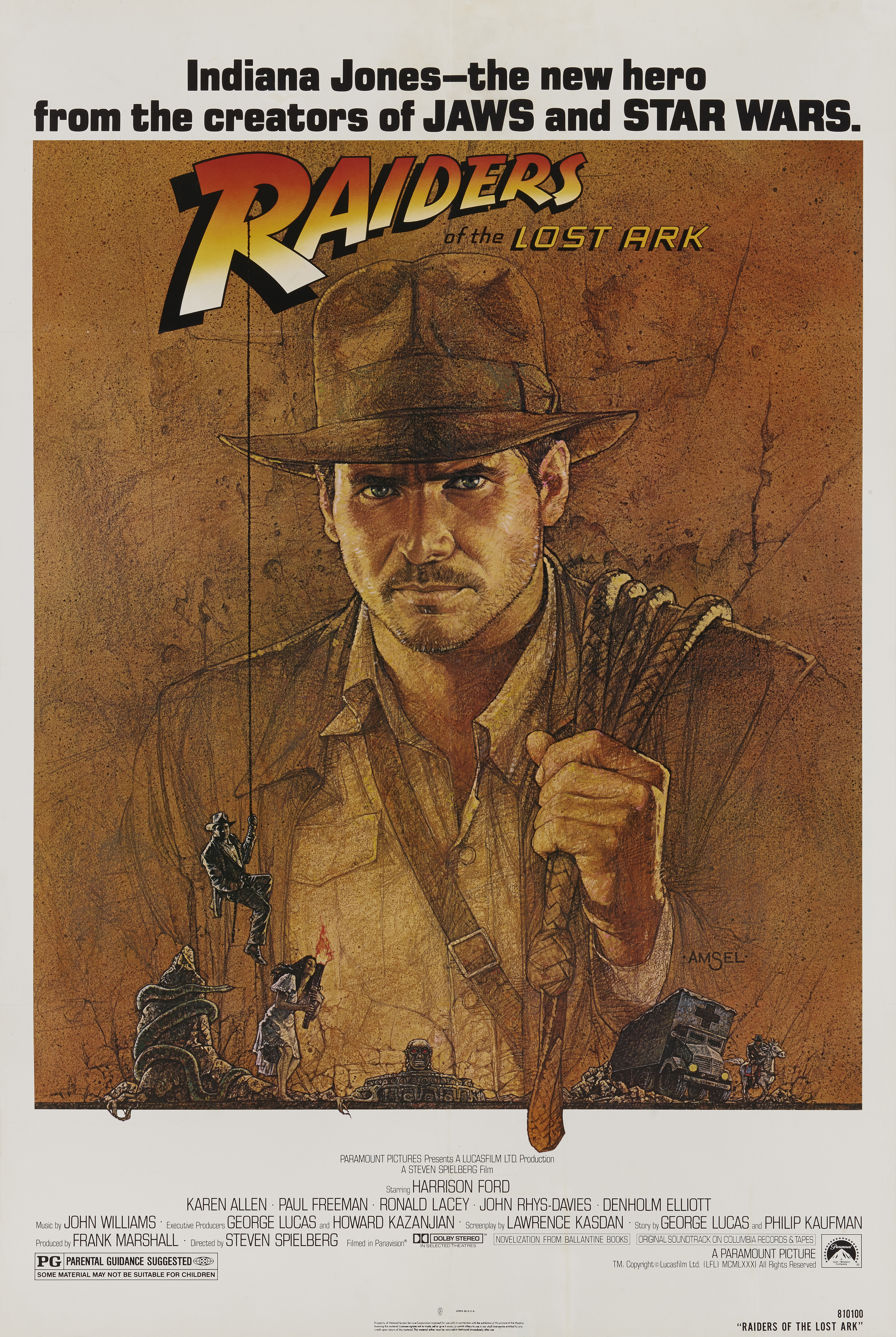 Richard Amsel Vintage Raiders Of The Lost Ark Movie Poster