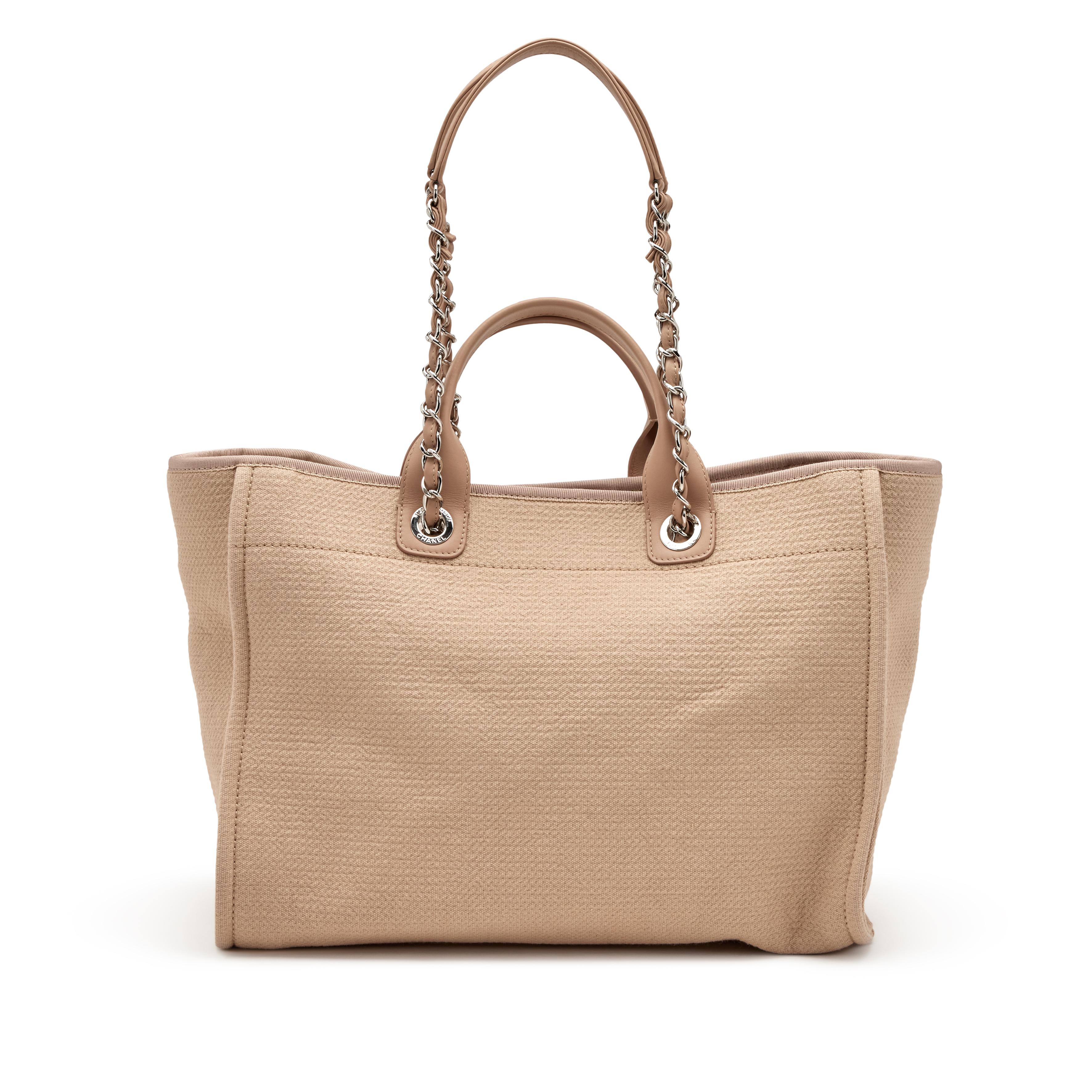 Chanel Beige Mixed Fibers Large Deauville Tote Silver Hardware