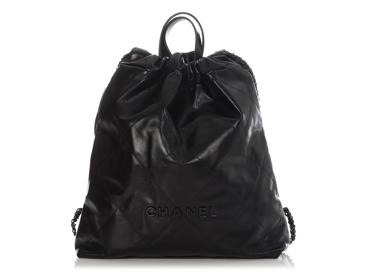 Chanel So Black Quilted Shiny Calfskin 22 Backpack Black Hardware