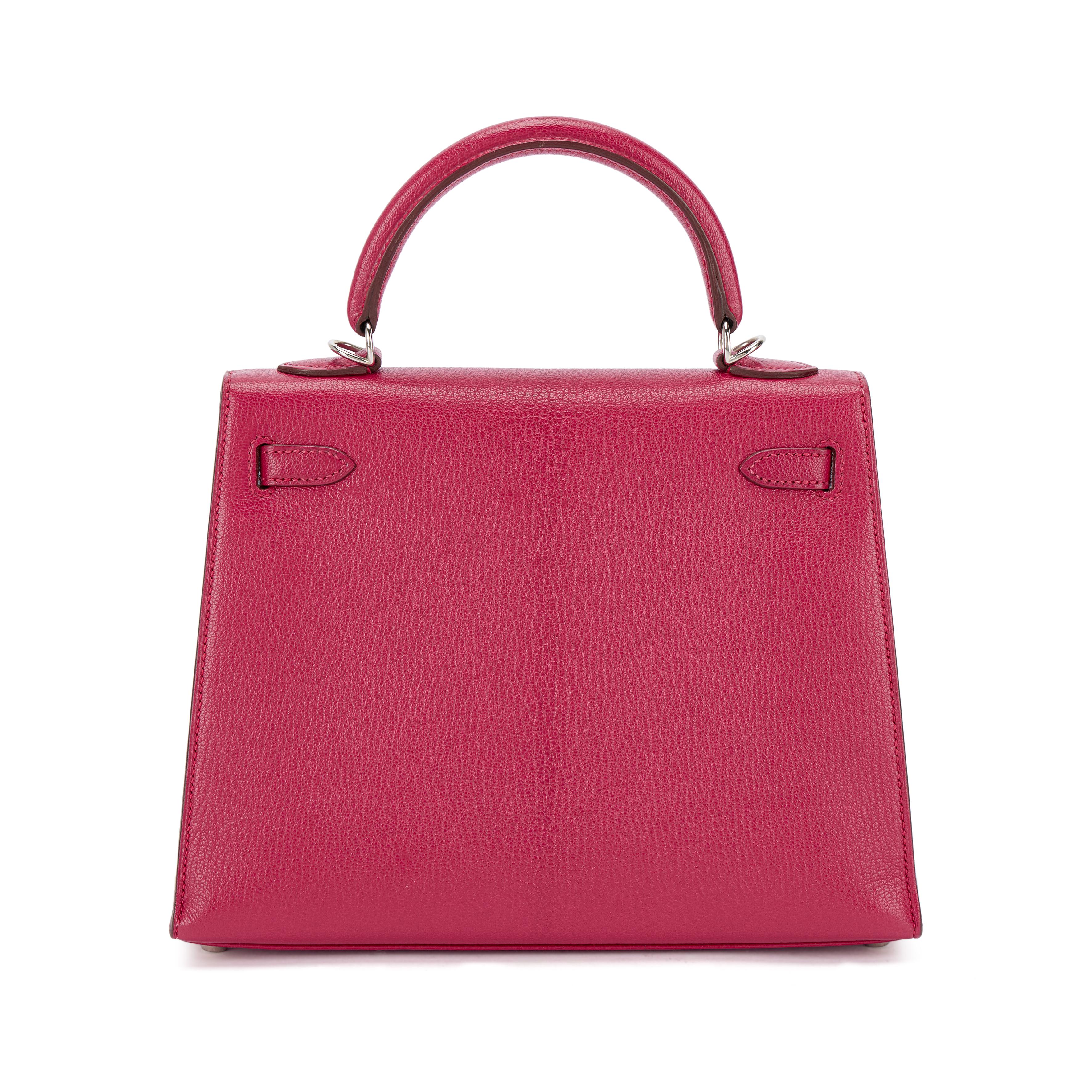 Hermès Fuchsia Chèvre Kelly 25 Sellier Palladium Hardware, 2002