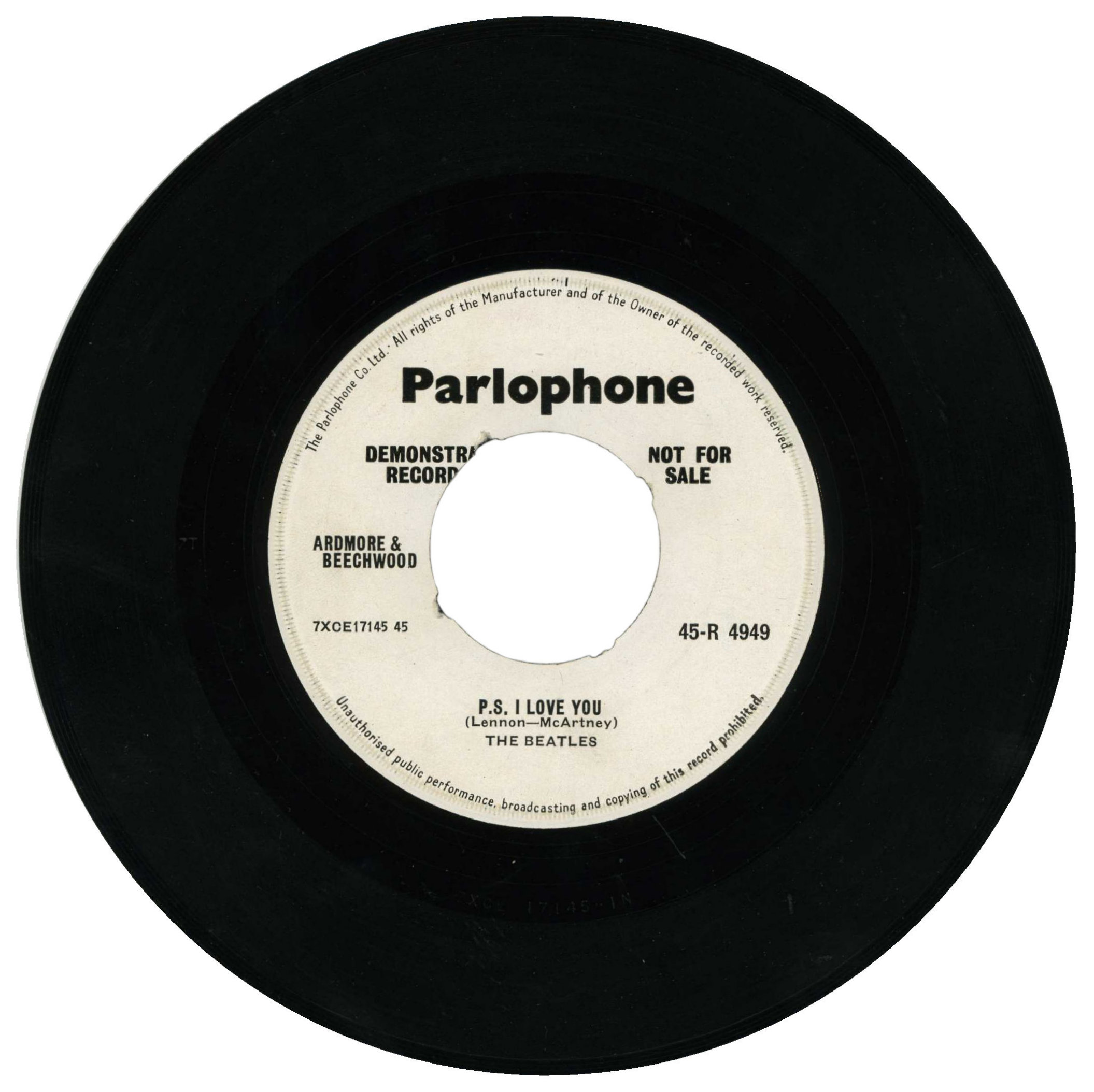 The Beatles Vintage Love Me Do Parlophone A Label Demo Record 