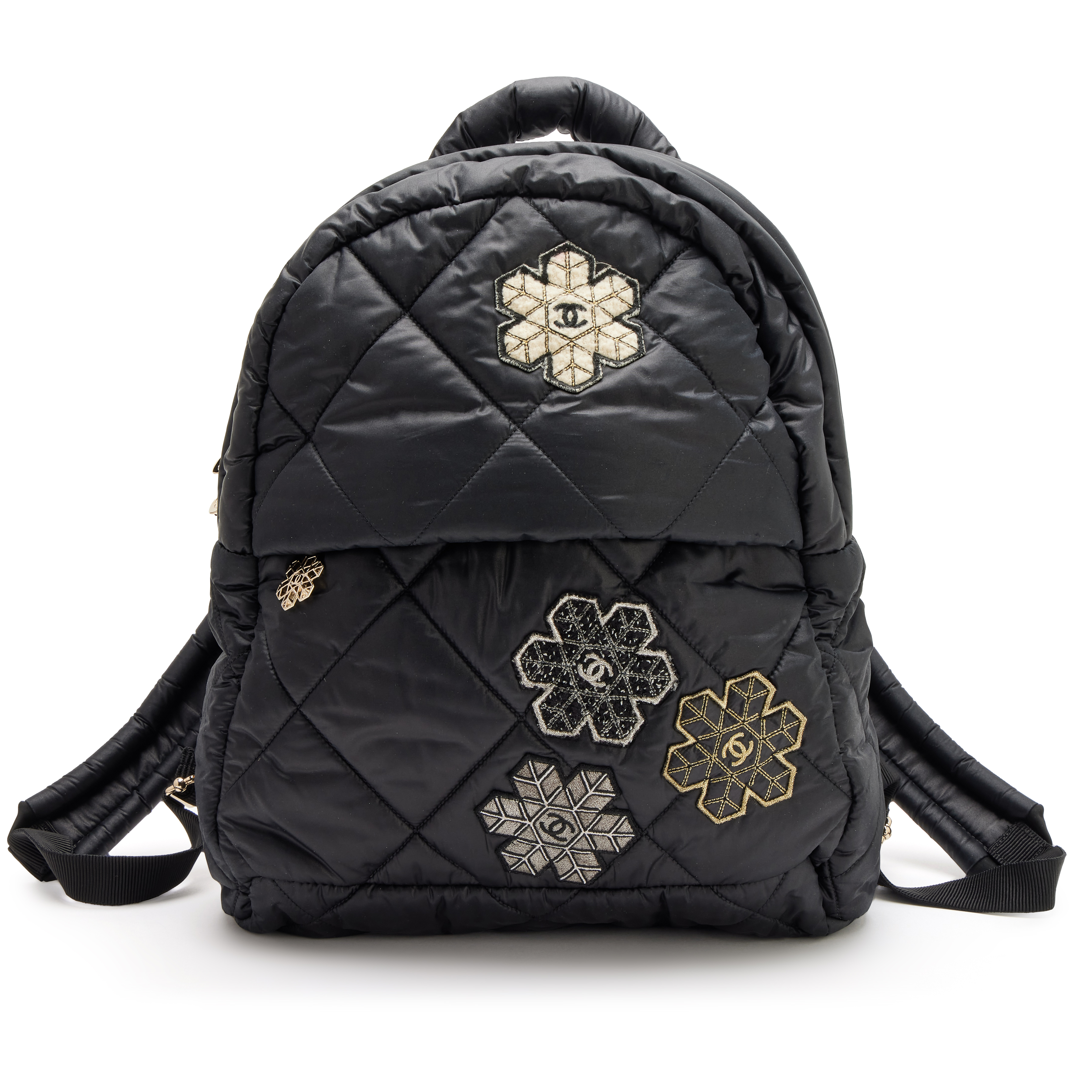 Chanel Chanel Black Quilted Nylon Coco Neige Snowflake 