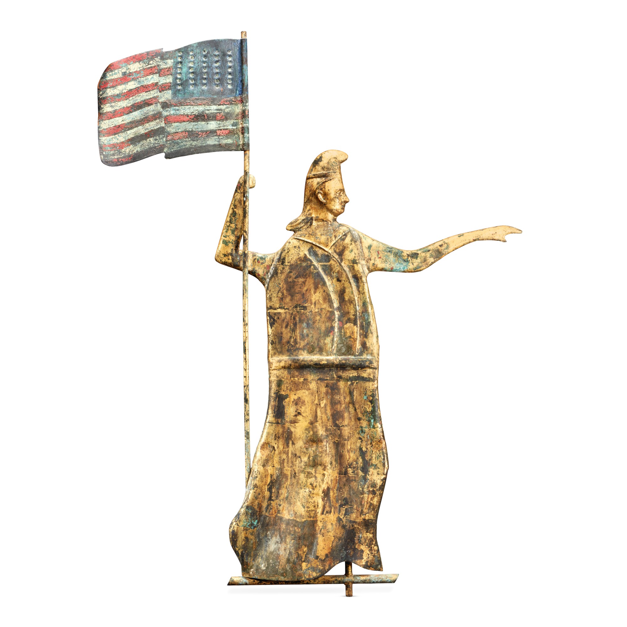 Fine and Rare Molded Copper 'Goddess of Liberty' Weathervane, Possibly