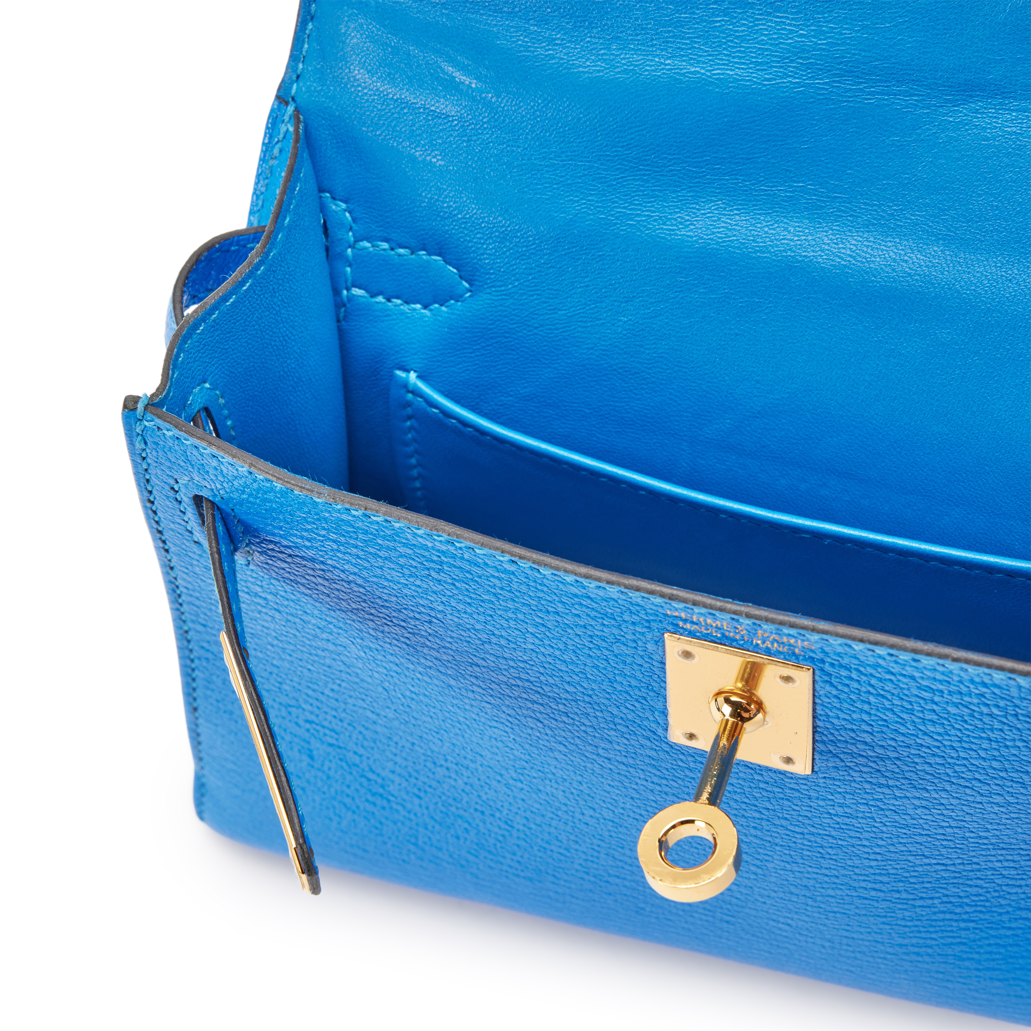 Hermès Bleu Hydra Hydra Chèvre Mysore Mini Kelly II Gold Hardware, 2017 - Image 6