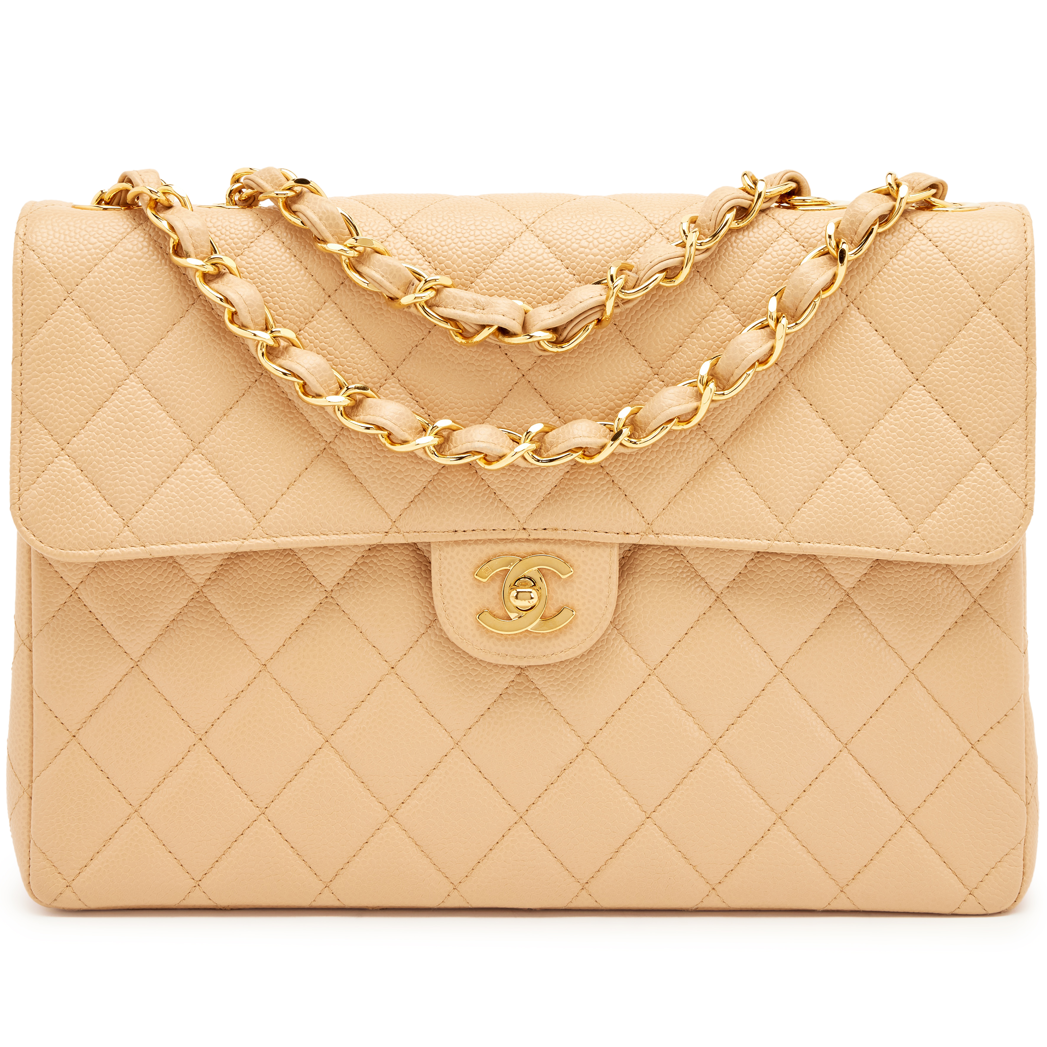 【CHANEL】Chanel 2.55 jumbo classic flap【ランク:A】 chanel-light-beige-quilted-