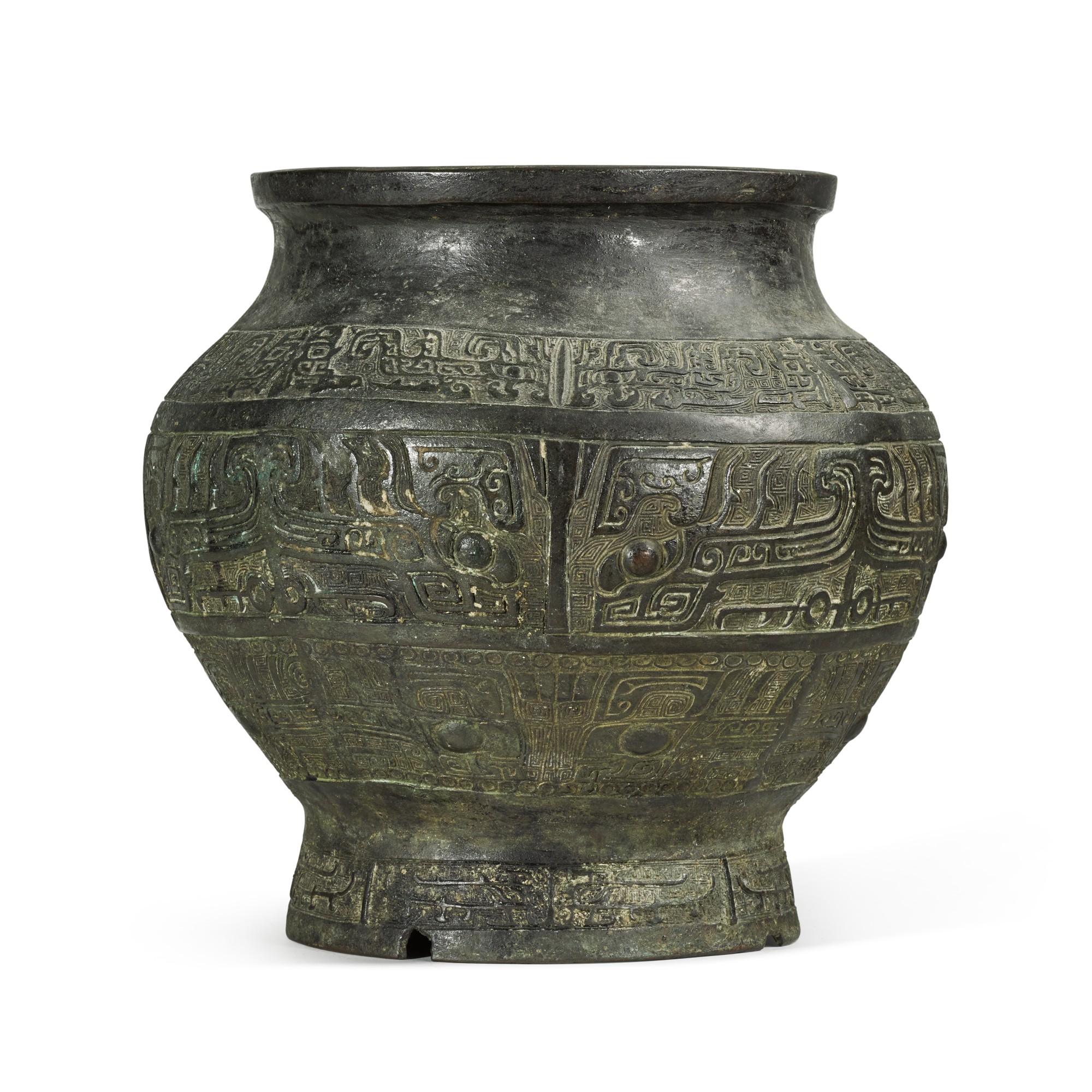 A large inscribed bronze archaistic vessel, Lei, Yuan dynasty, dated