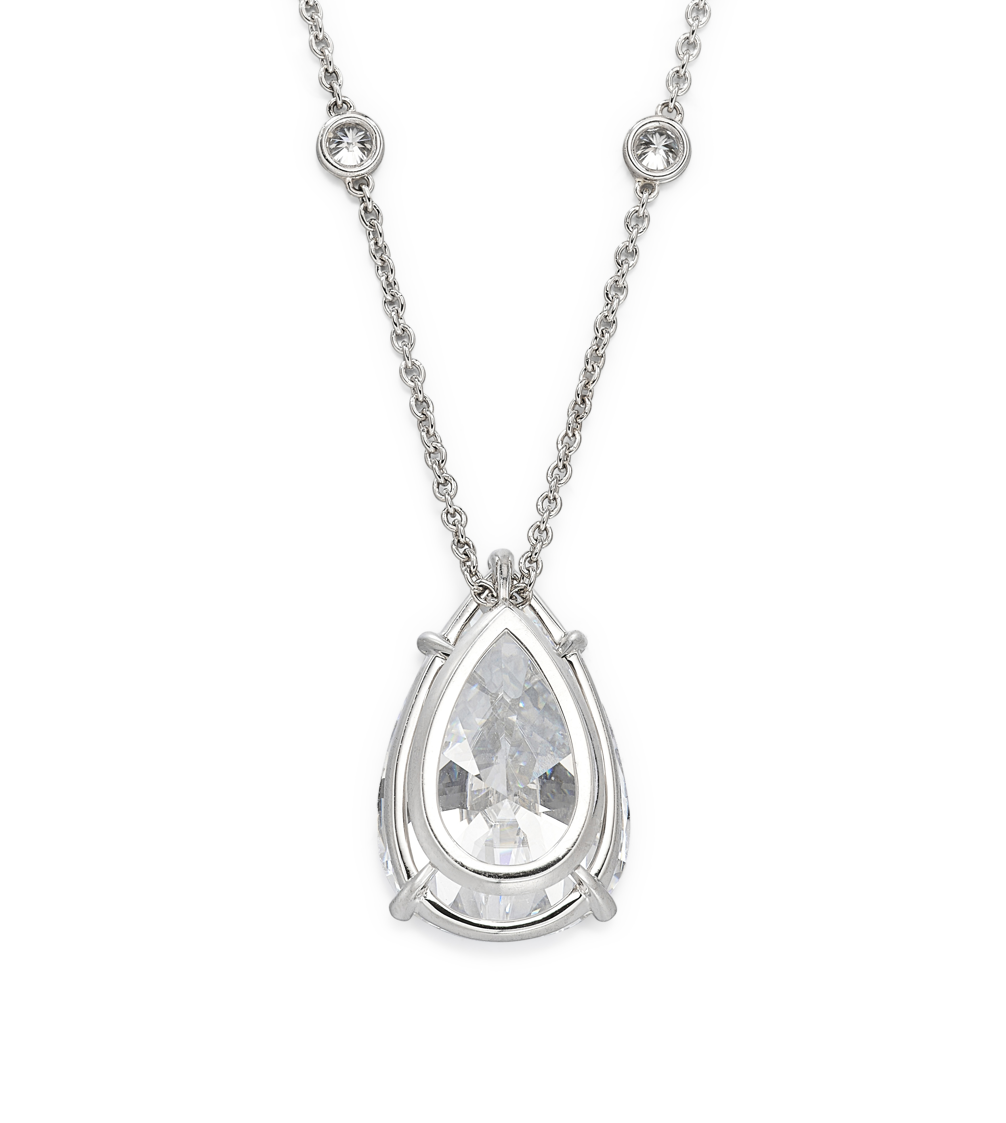 Diamond Pendent Necklace, Mount by Tiffany & Co. 15.00克拉 梨形 D色 內部無瑕