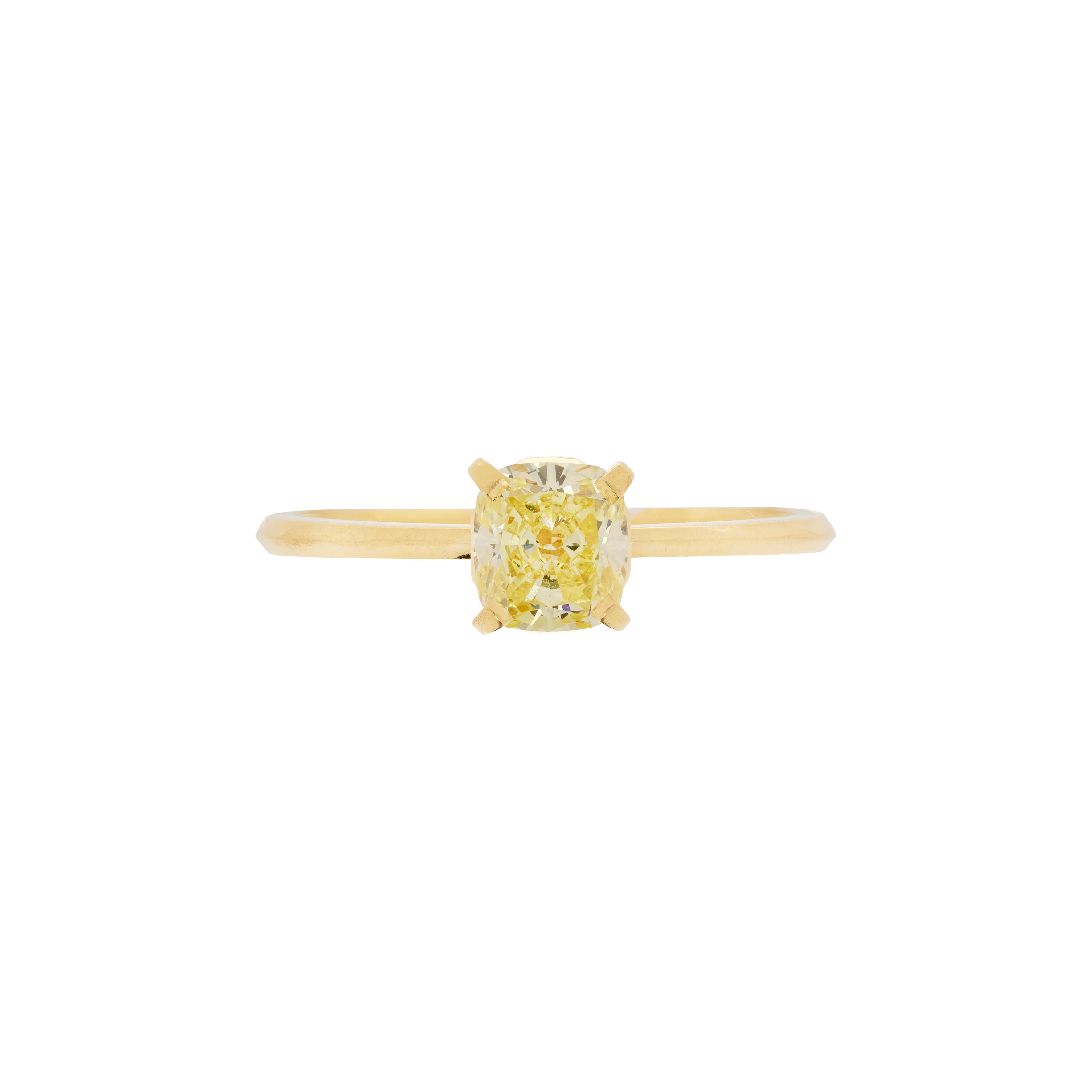 Tiffany & Co. Gold And 0.74ct Cushion Cut Yellow Diamond