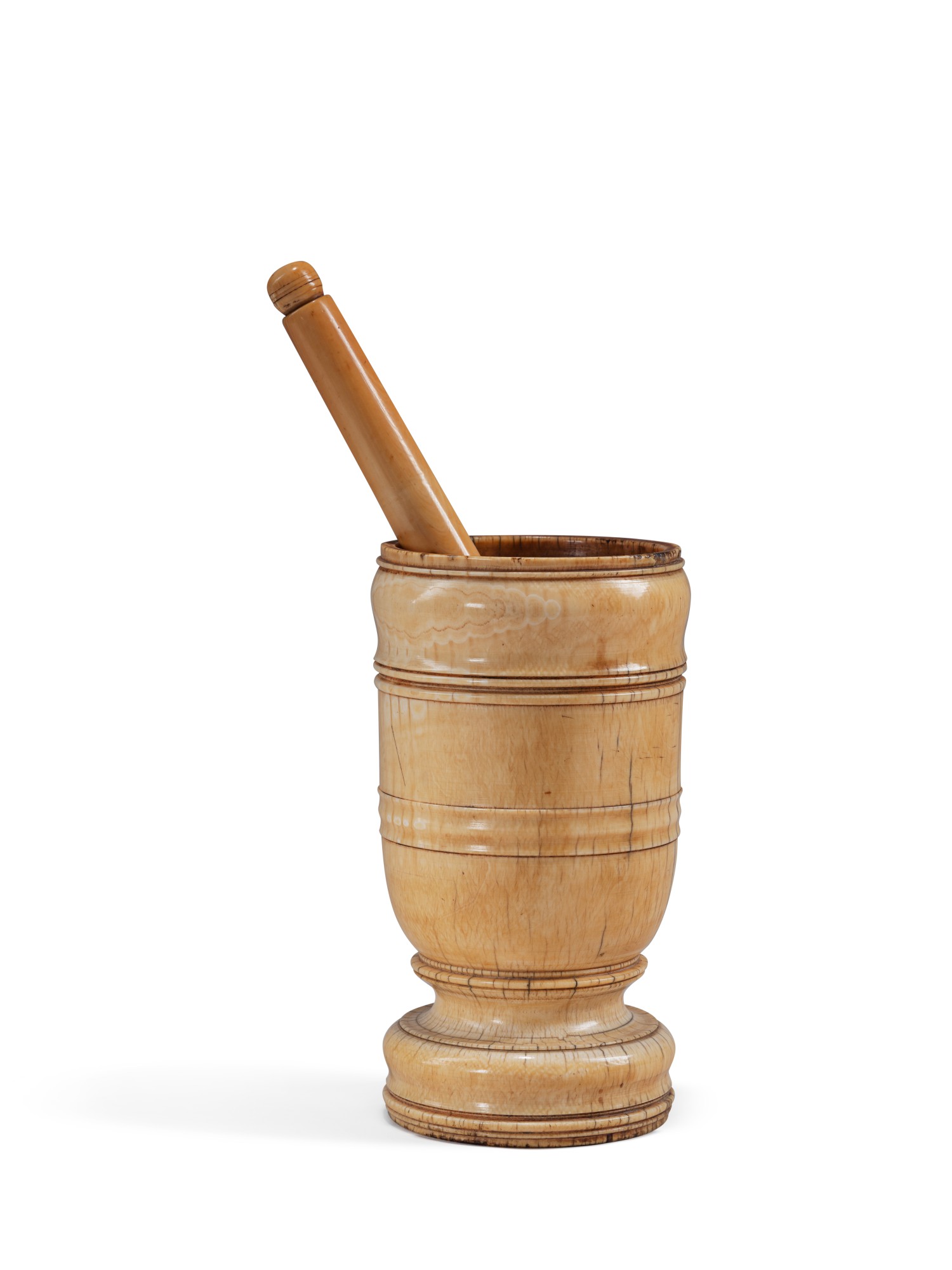 An Apothecary's ivory pestle and mortar, IndoPortuguese, probably Goa, 17th/18th century