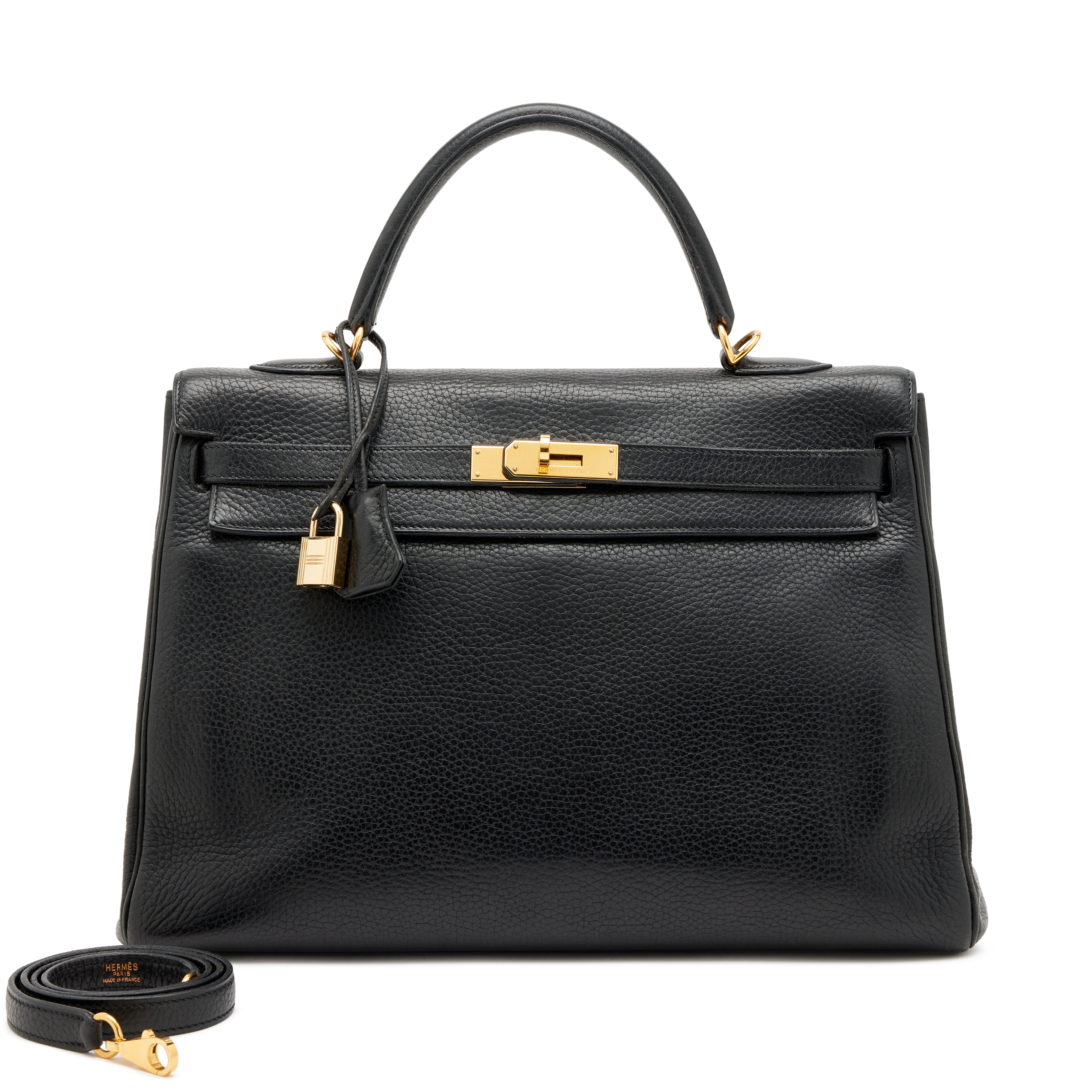Hermès Black Clemence Kelly 35 Gold Hardware, 2004 Available For